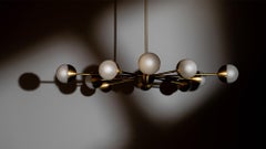 Molecule Spark Round 10 Chandelier, Brass & Glass, Contemporary Design
