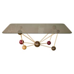 Molecule StudioManda, table de salle à manger, bois, verre fumé et laiton, Liban, 2014