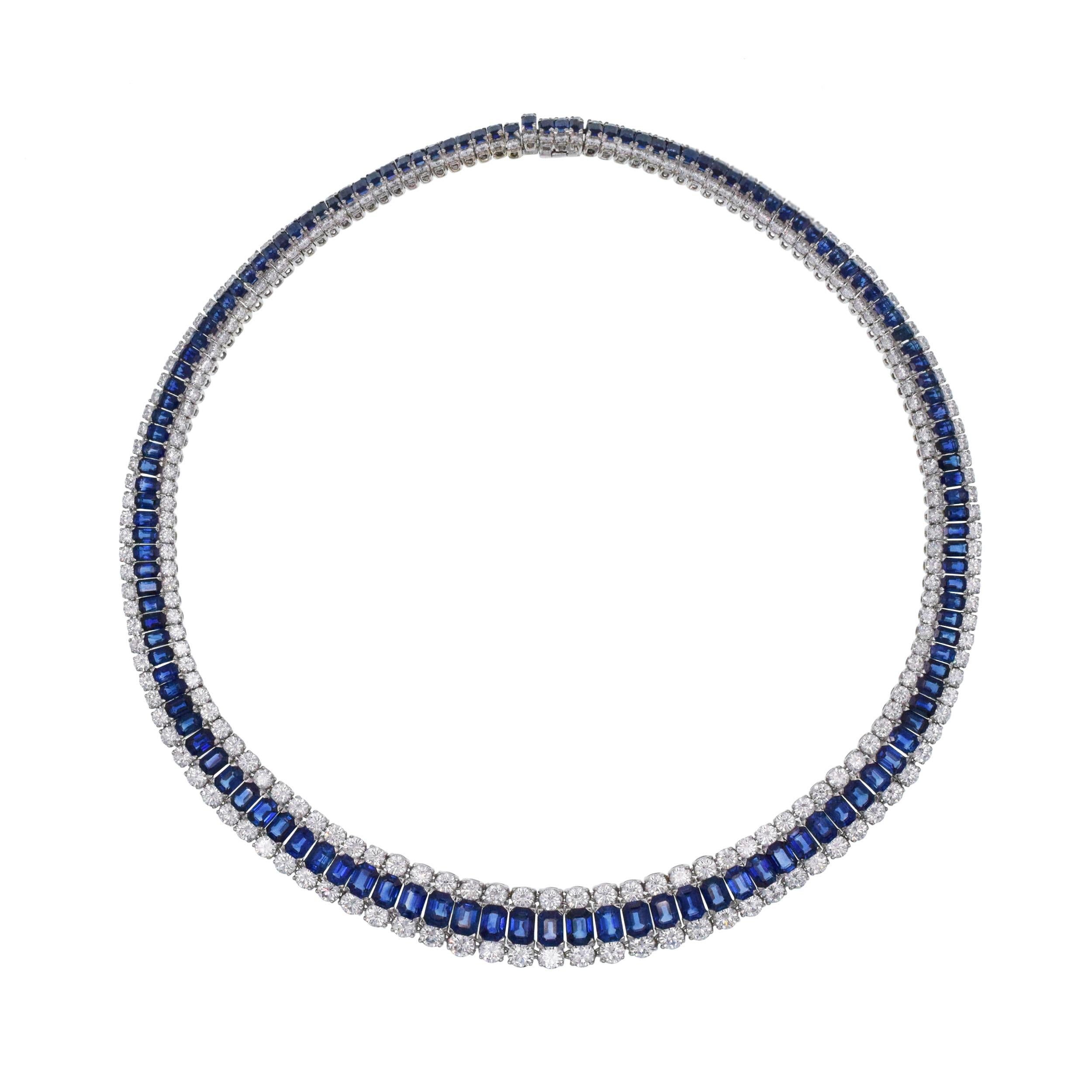 Taille ronde Collier MOLINA en saphirs et diamants en vente