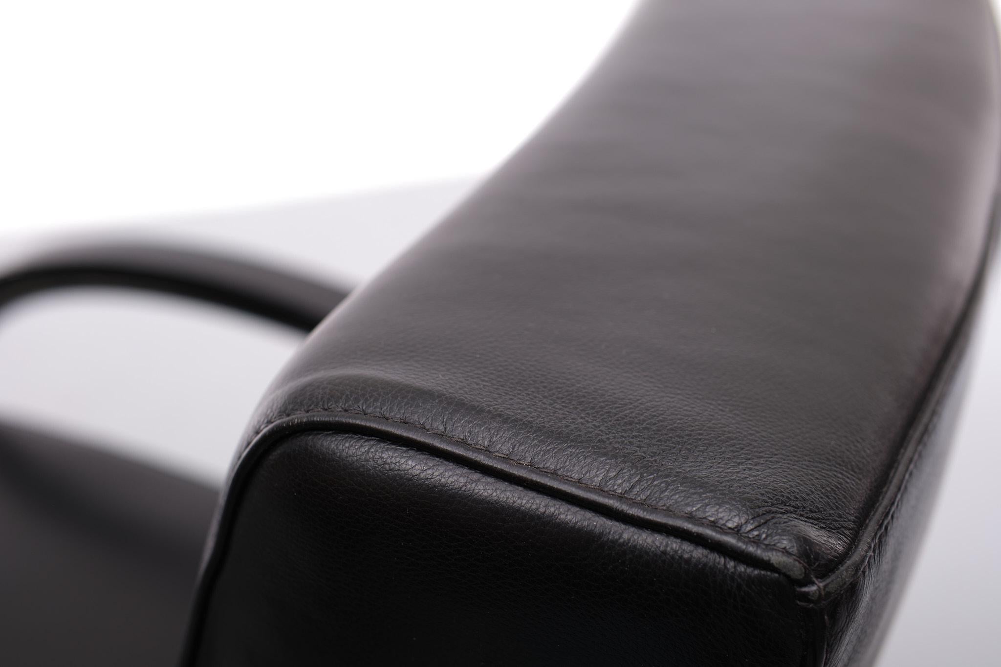 Contemporary Molinari Black Leather Lounge Chair, Italy