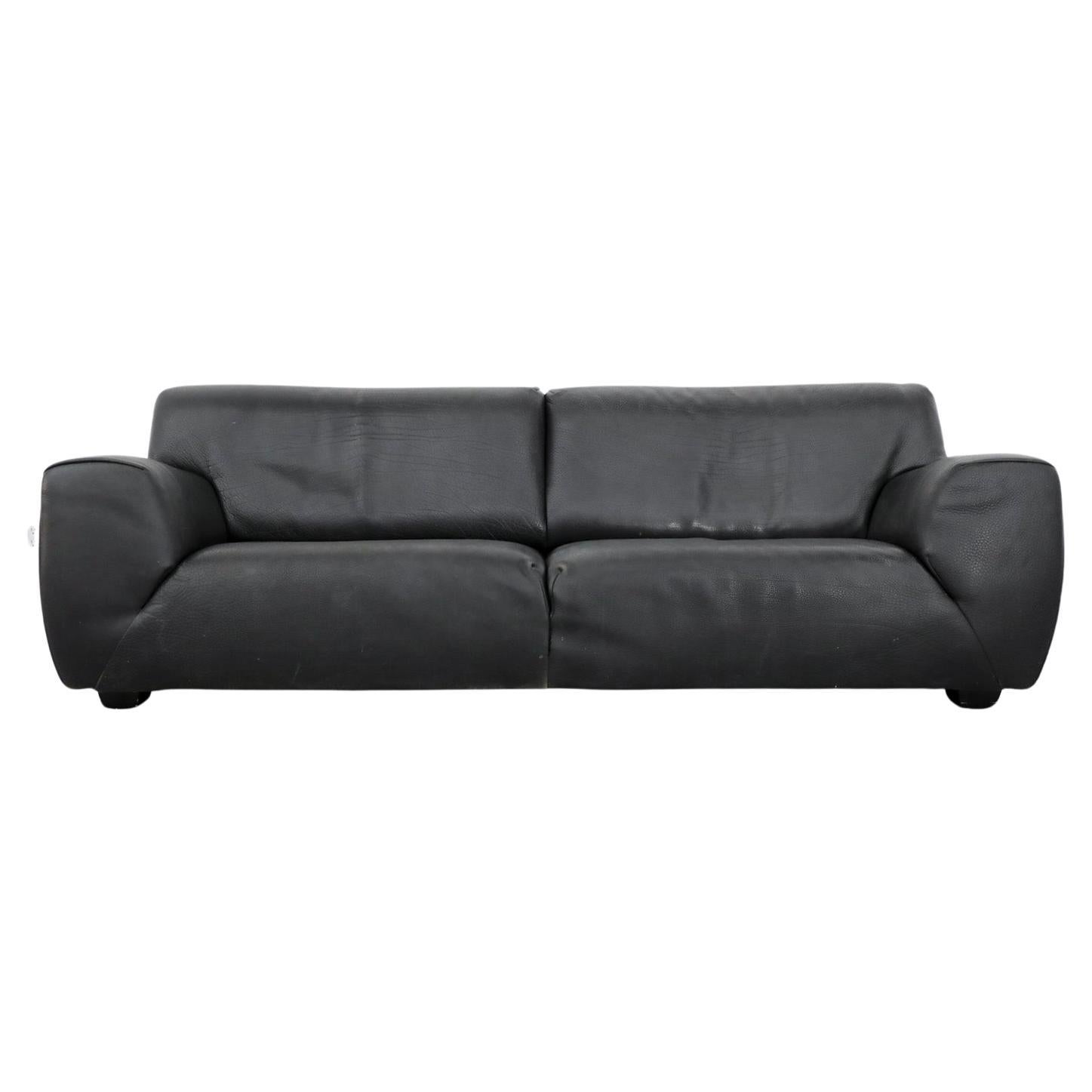 Molinari "Fat Boy" Black Leather Sofa For Sale
