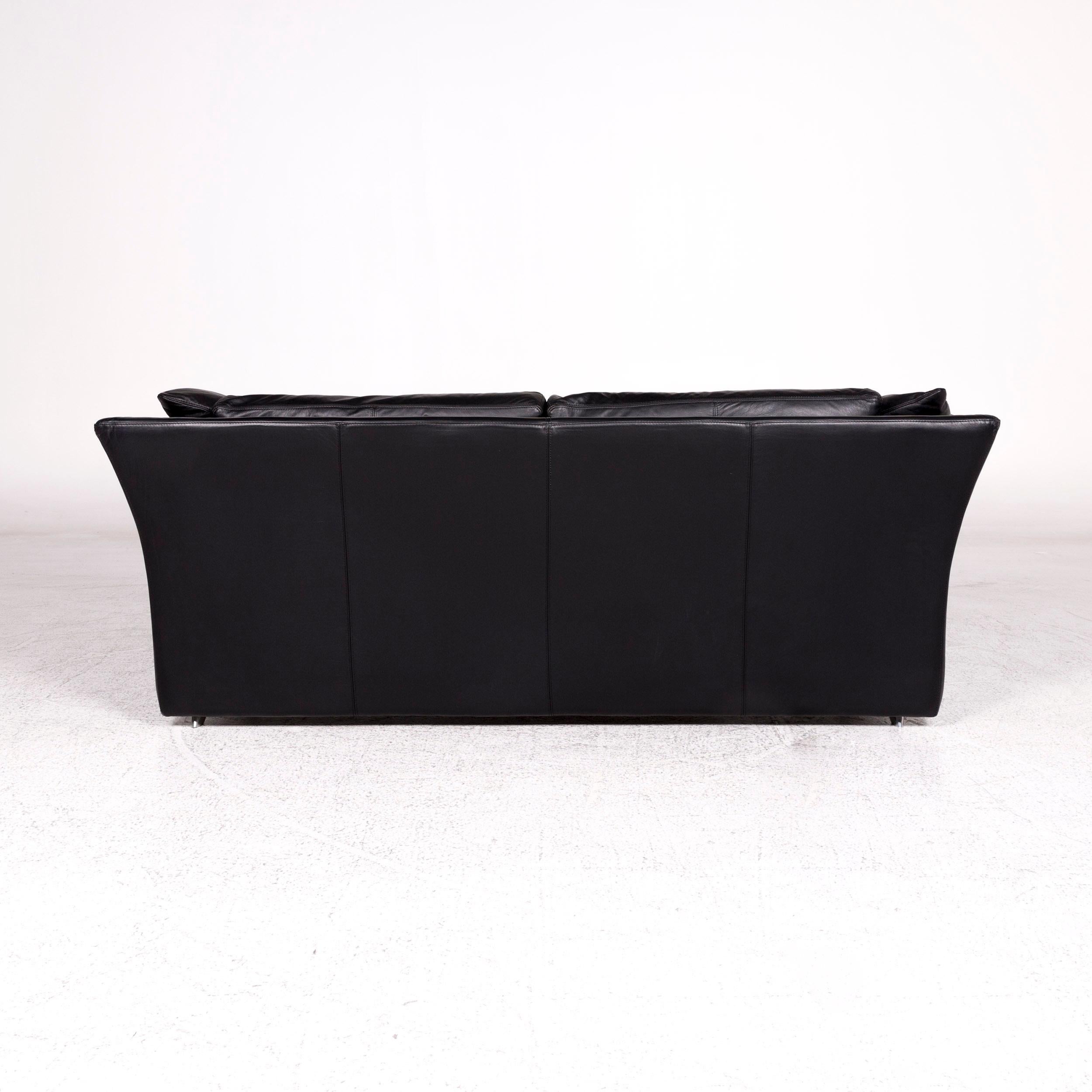Contemporary Molinari Leder Sofa Schwarz Dreisitzer Couch
