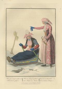 Molkwerum Sledge on the Ice, Frisian Costume Print, 1811