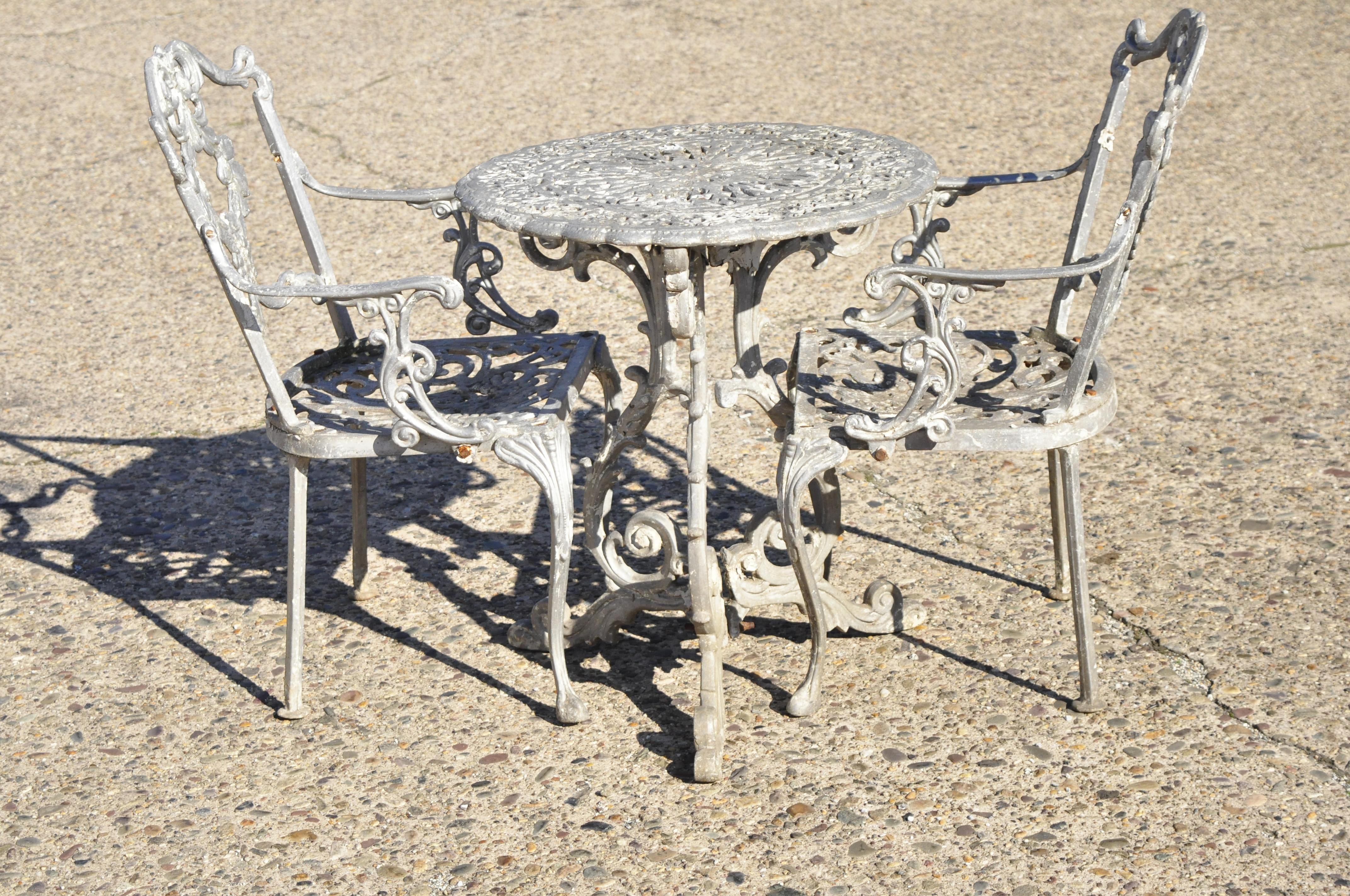 Molla Antique French Victorian Aluminum Garden Patio Bistro Dining Set, 3 Piece 4