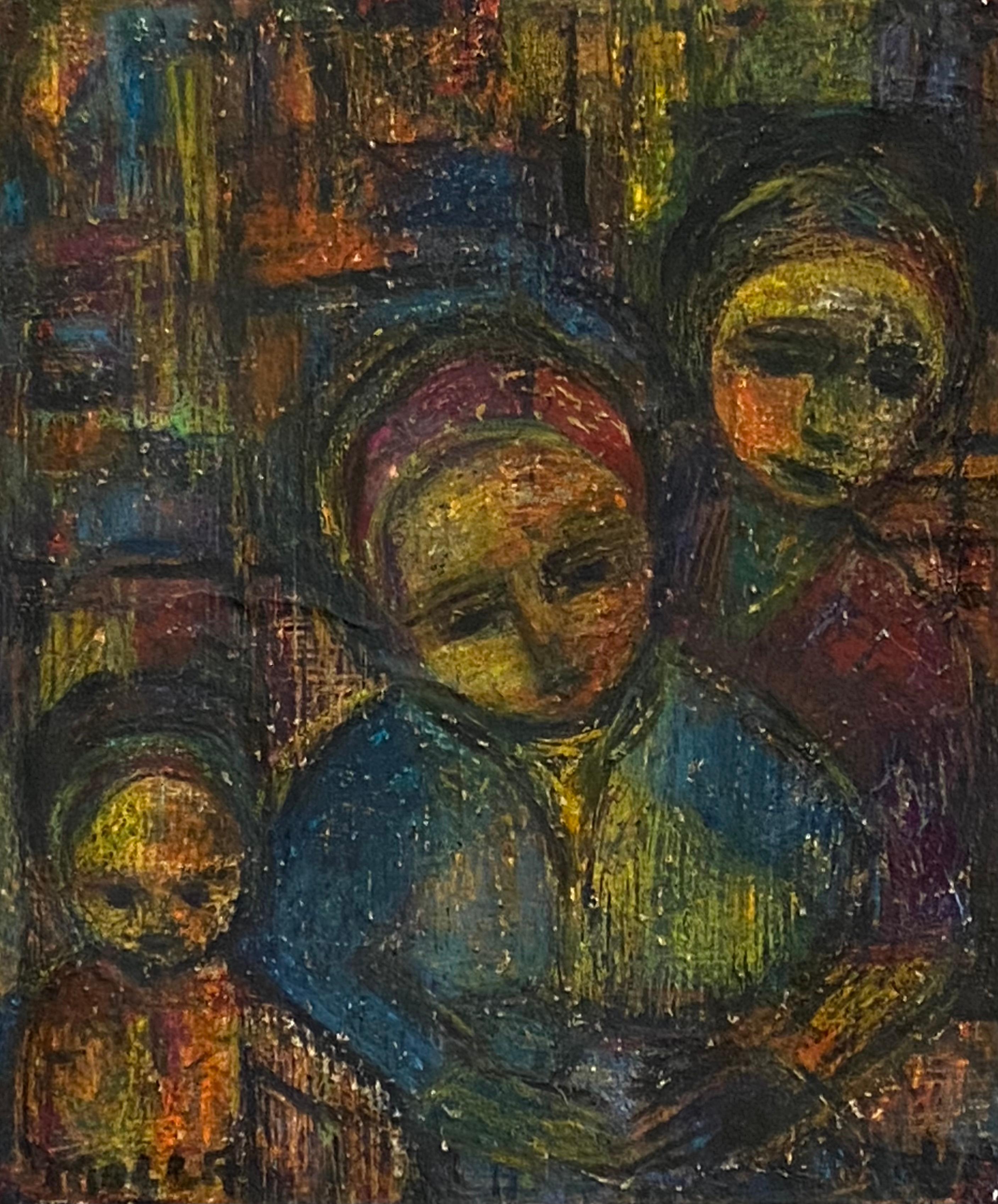 Drei Kinder (Abstrakter Expressionismus), Mixed Media Art, von  Molla Archer Moss 