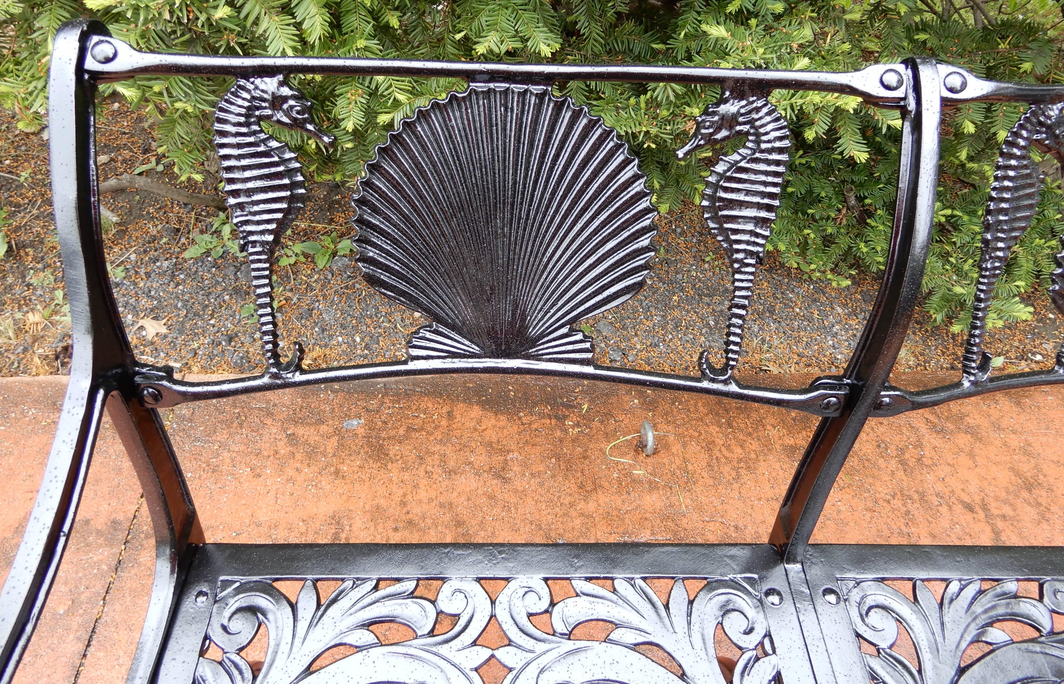 Molla Bench Shell and Sea Horse Design In Good Condition For Sale In Long Island, NY