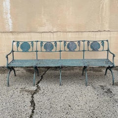 Molla Cast Aluminum Seahorse and Seashell "Breakers" 4 Seat Outdoor Patio Bench