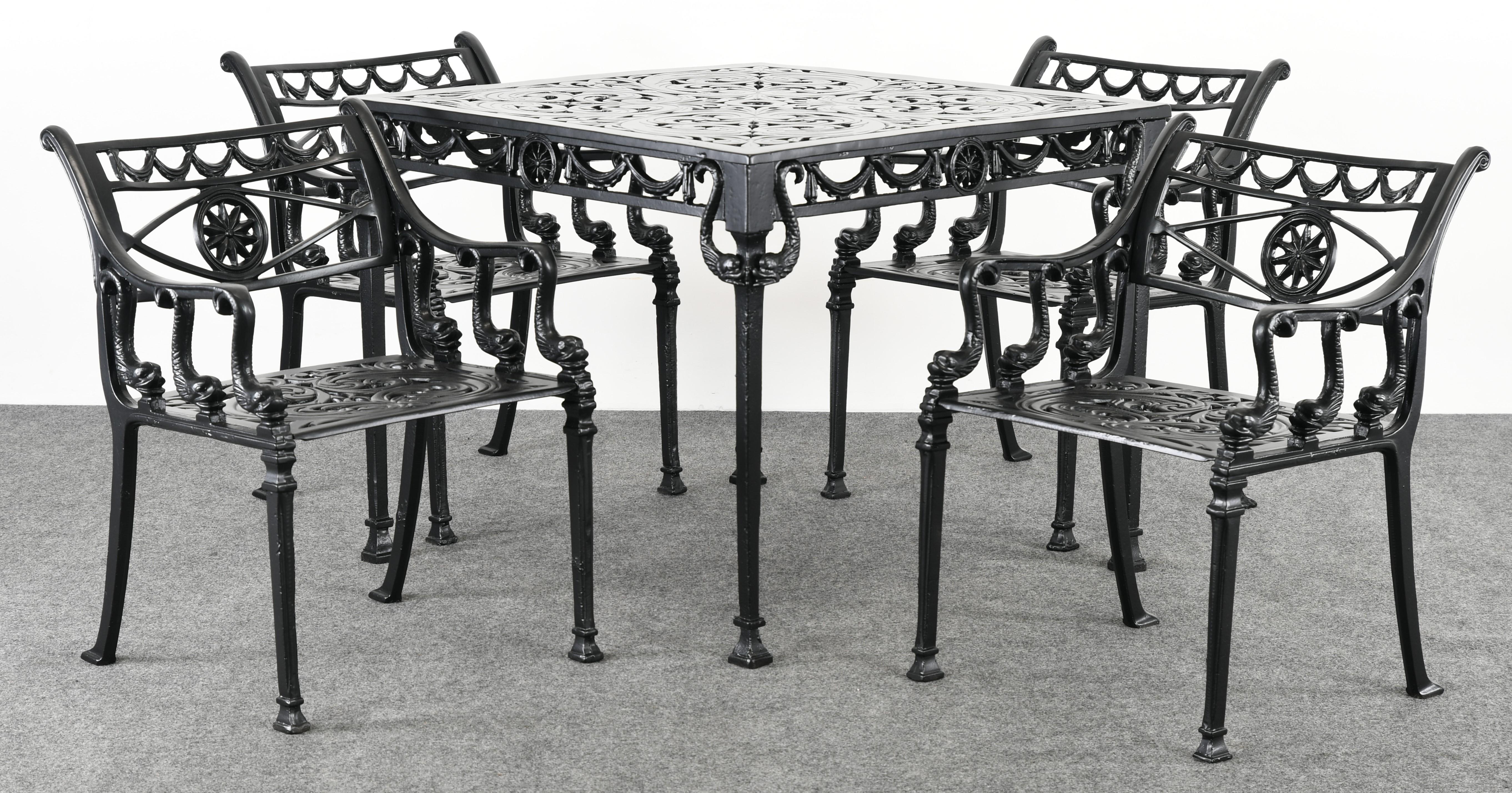 Cast Molla Five-Piece Dolphin Patio Set, 1980s