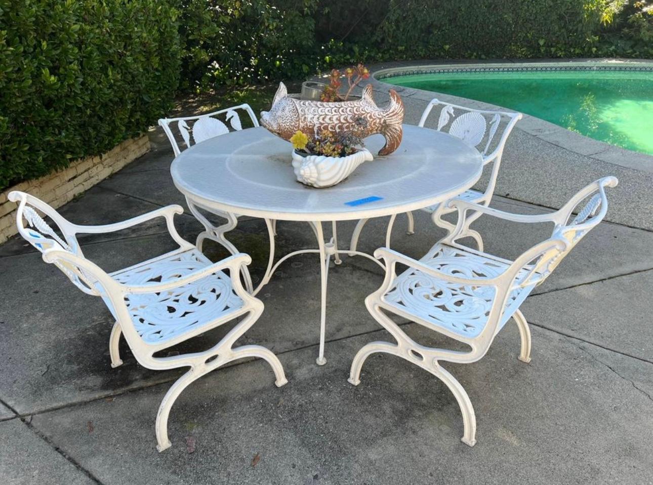 Molla premium aluminum outdoor patio furniture, seahorse and seashell motif For Sale 4