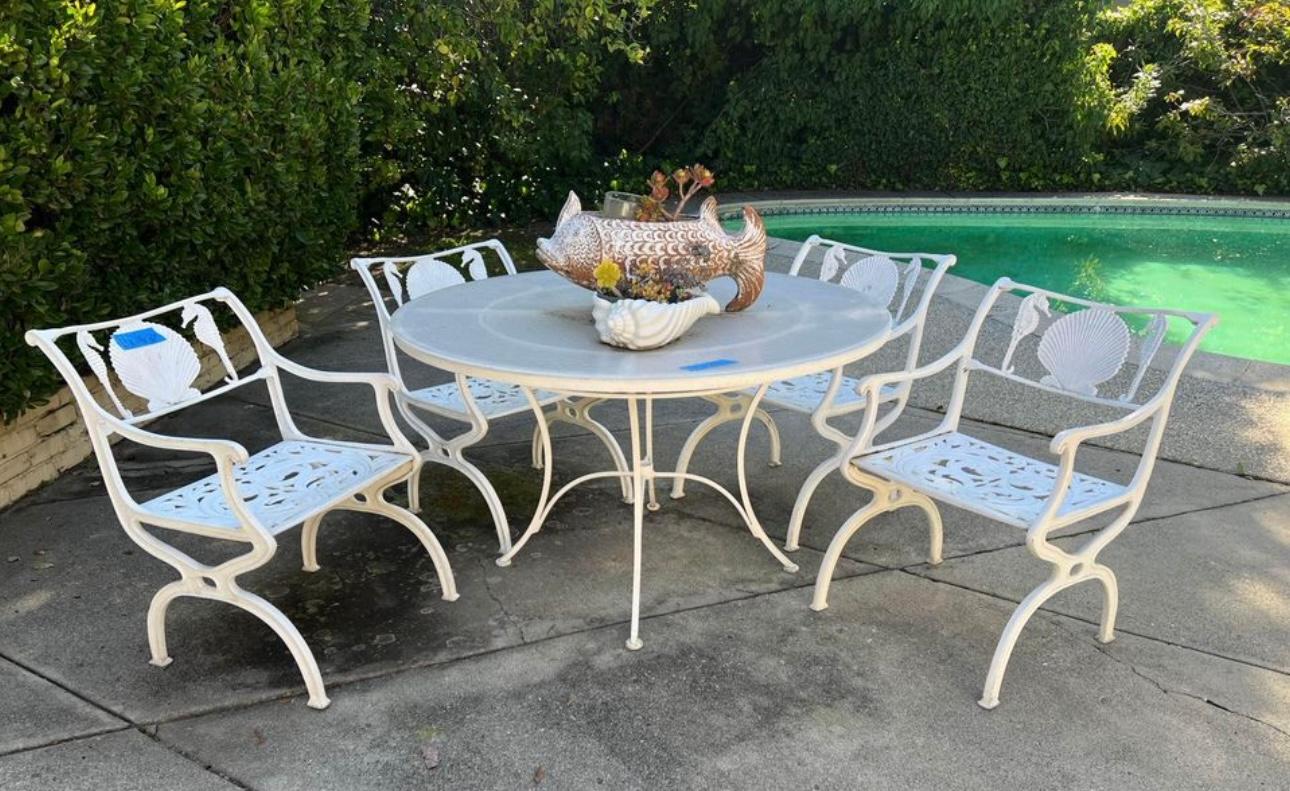 Molla premium aluminum outdoor patio furniture, seahorse and seashell motif For Sale 5