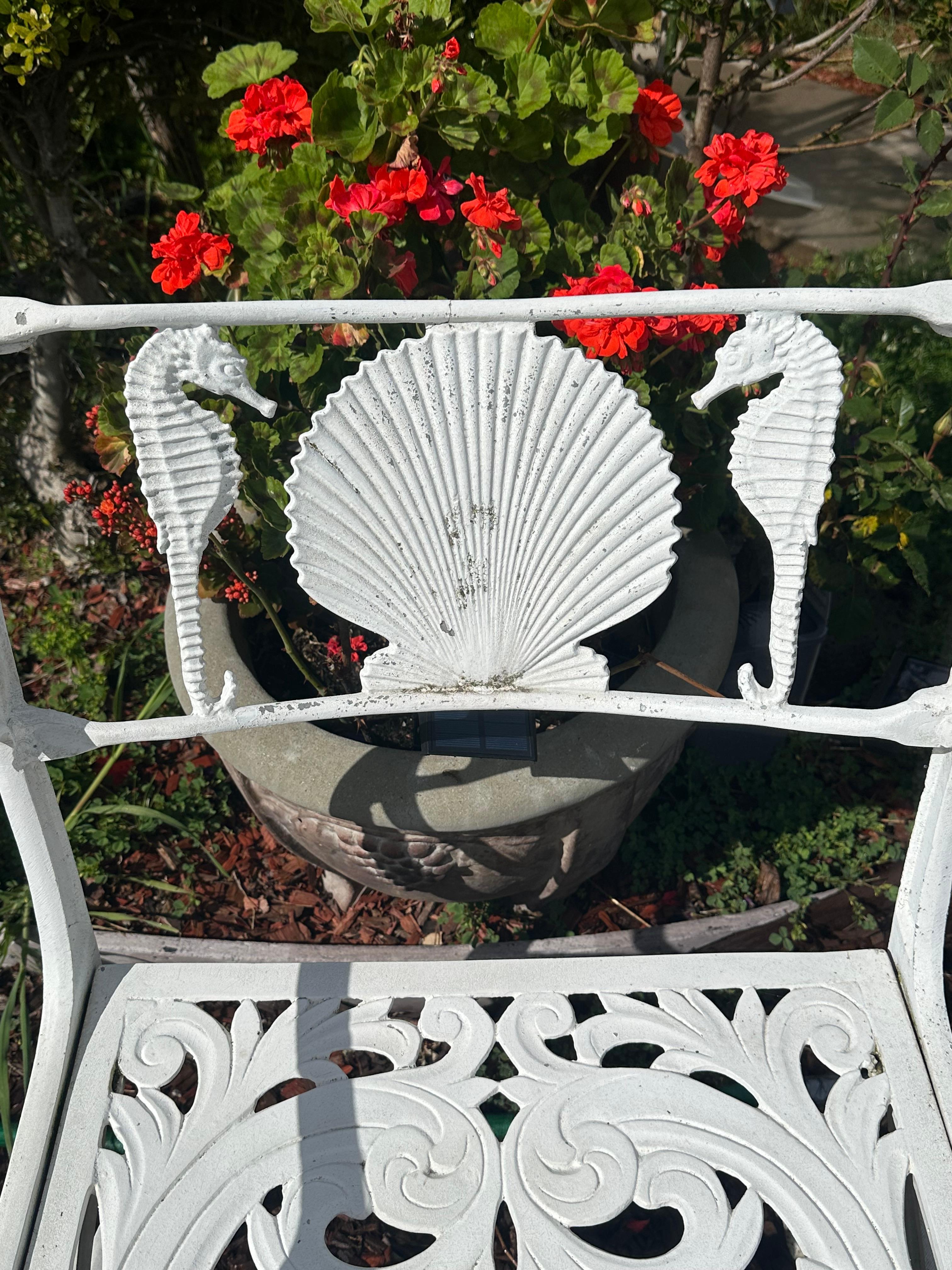 Mid-20th Century Molla premium aluminum outdoor patio furniture, seahorse and seashell motif For Sale