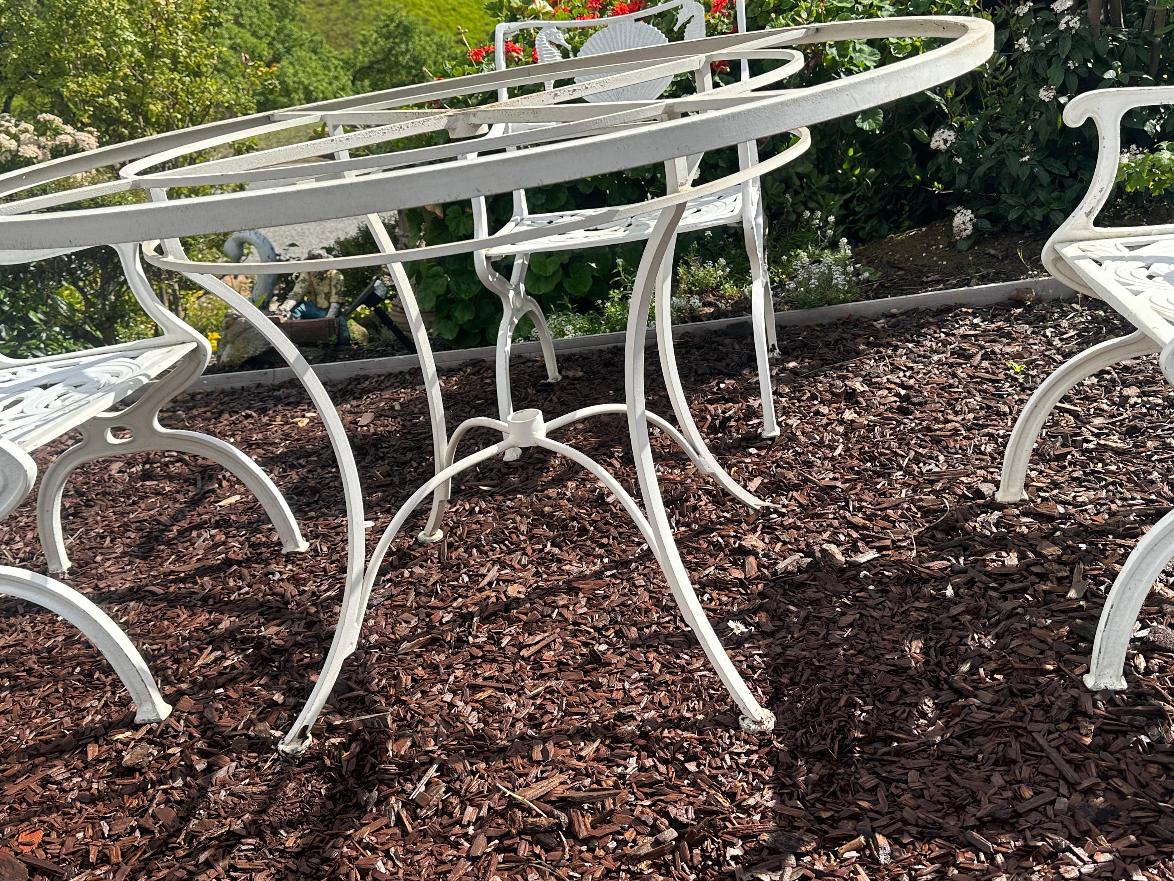 Aluminum Molla premium aluminum outdoor patio furniture, seahorse and seashell motif For Sale