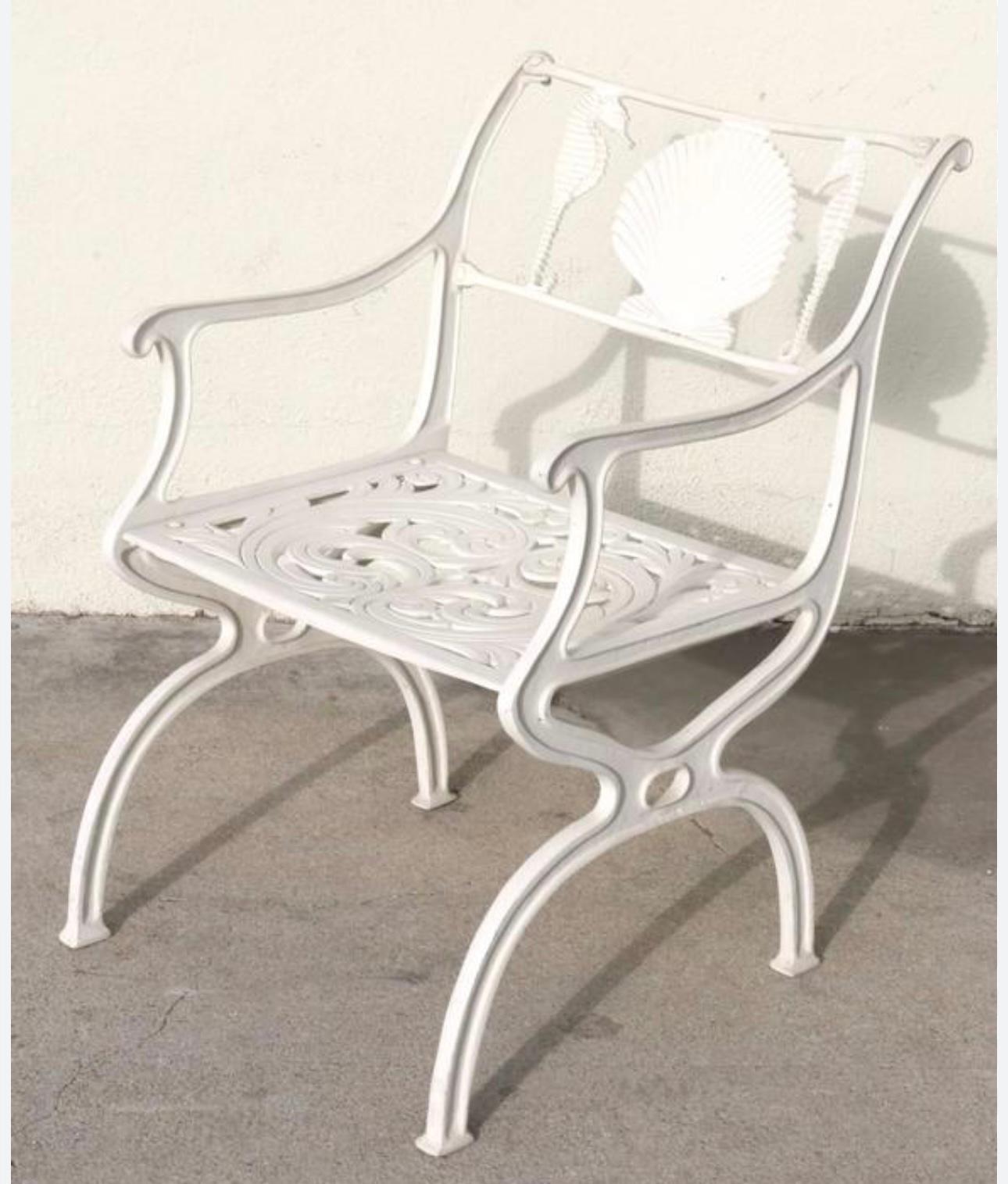 Molla premium aluminum outdoor patio furniture, seahorse and seashell motif For Sale 1