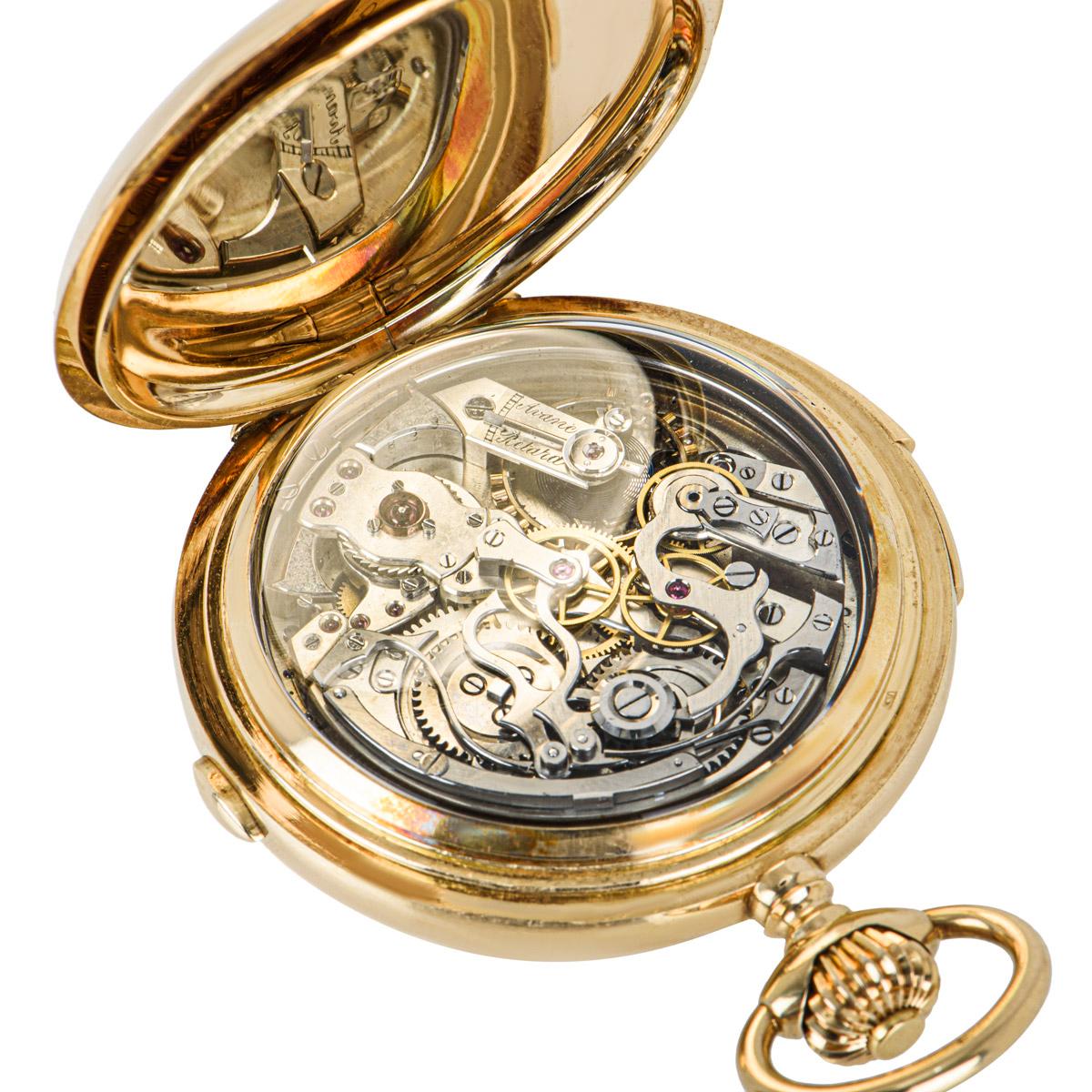 Men's Molle Geneve Rose Gold Full Hunter Quarter Repeater Chronograph Pocket Watch For Sale