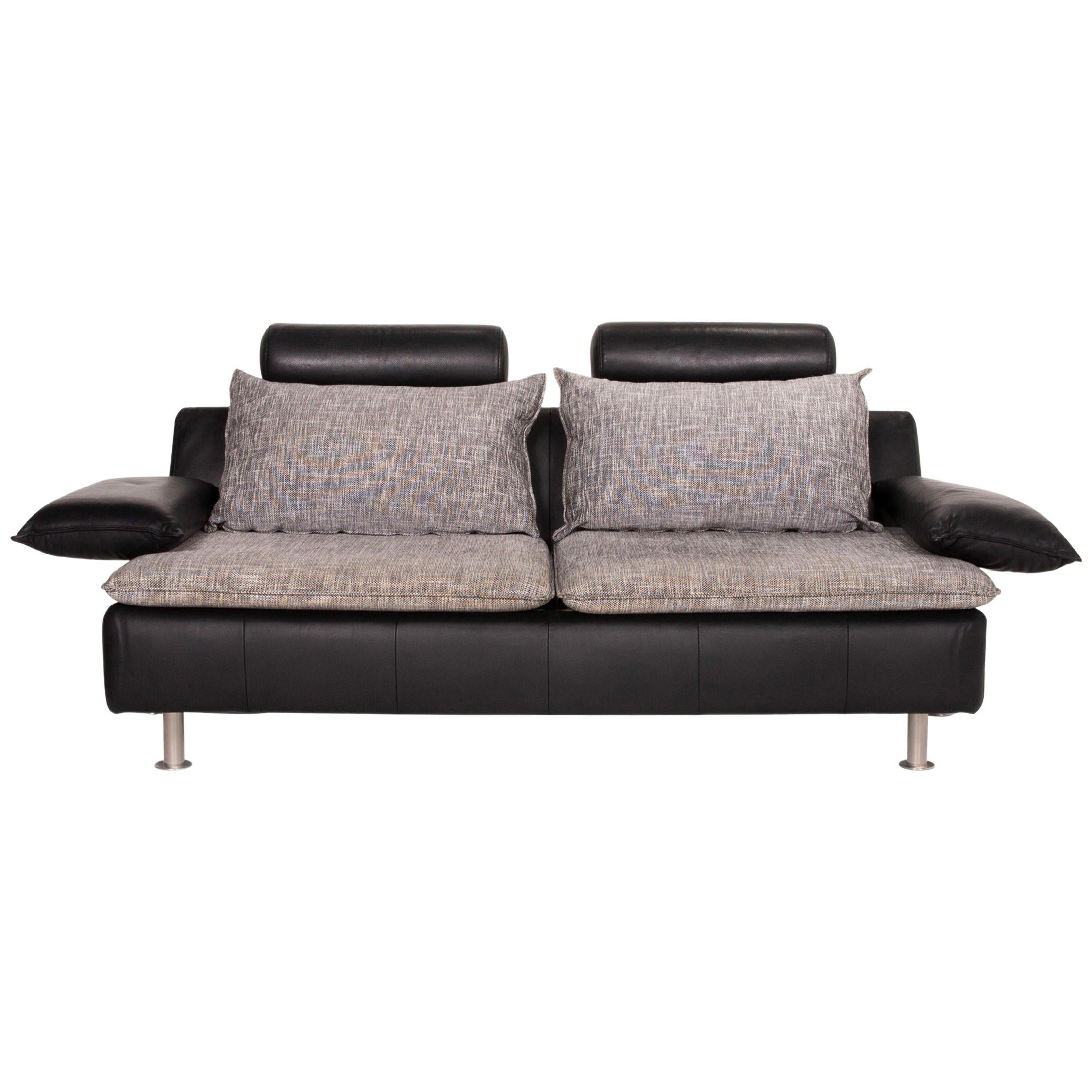 Möller Design Tayo Leather Sofa Black Two-Seat Couch
