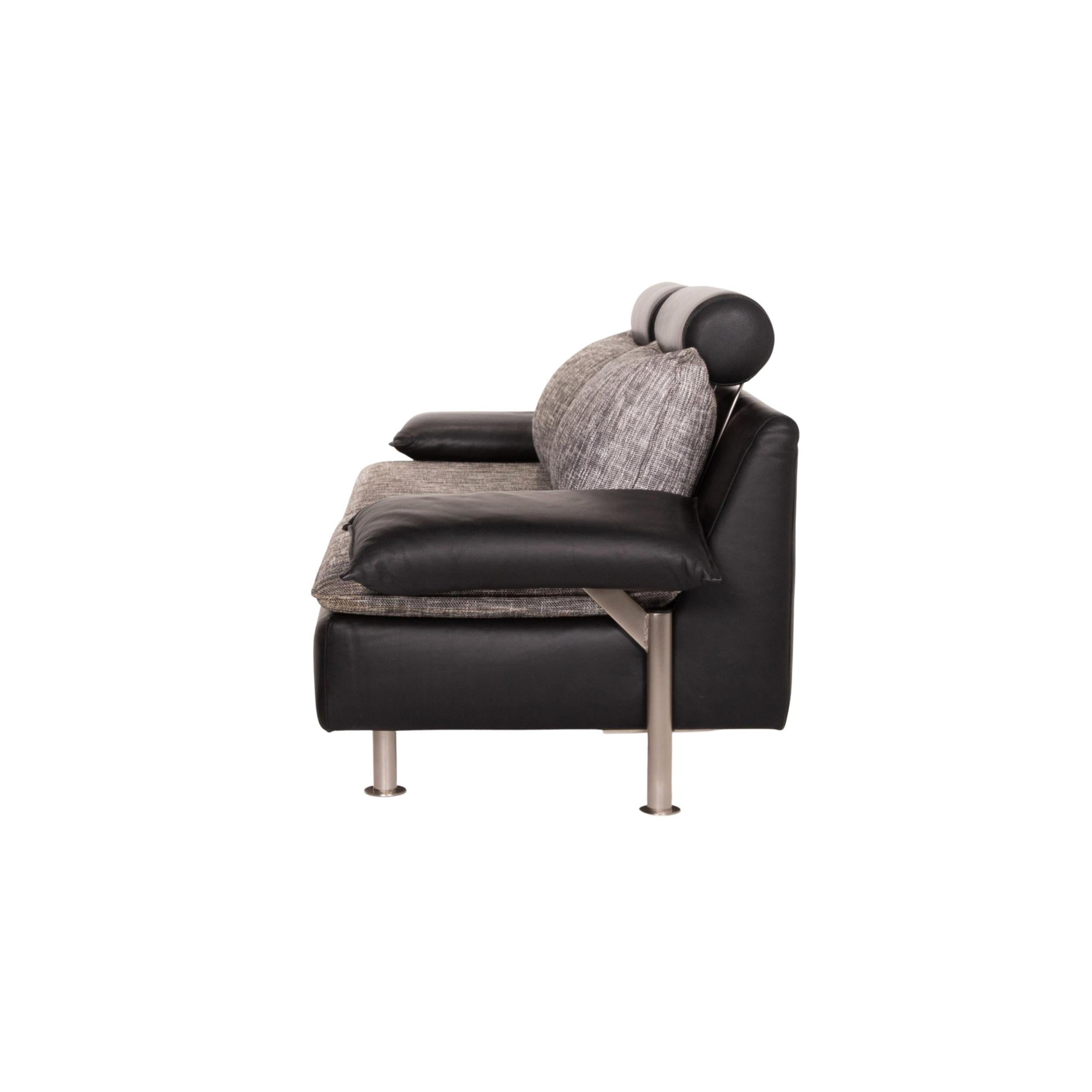 Möller Design Tayo Leather Sofa Black Two-Seat Couch 4