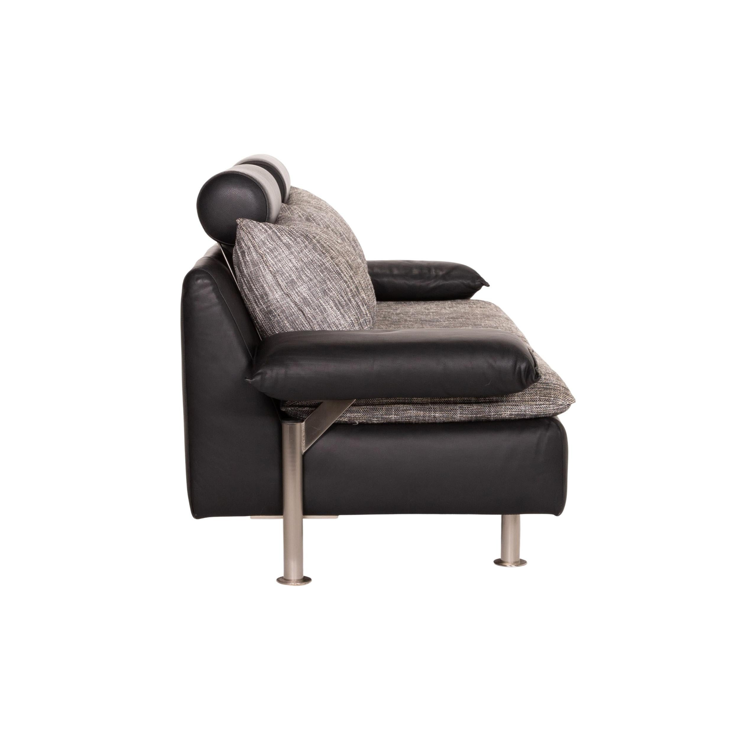 Möller Design Tayo Leather Sofa Black Two-Seat Couch 2
