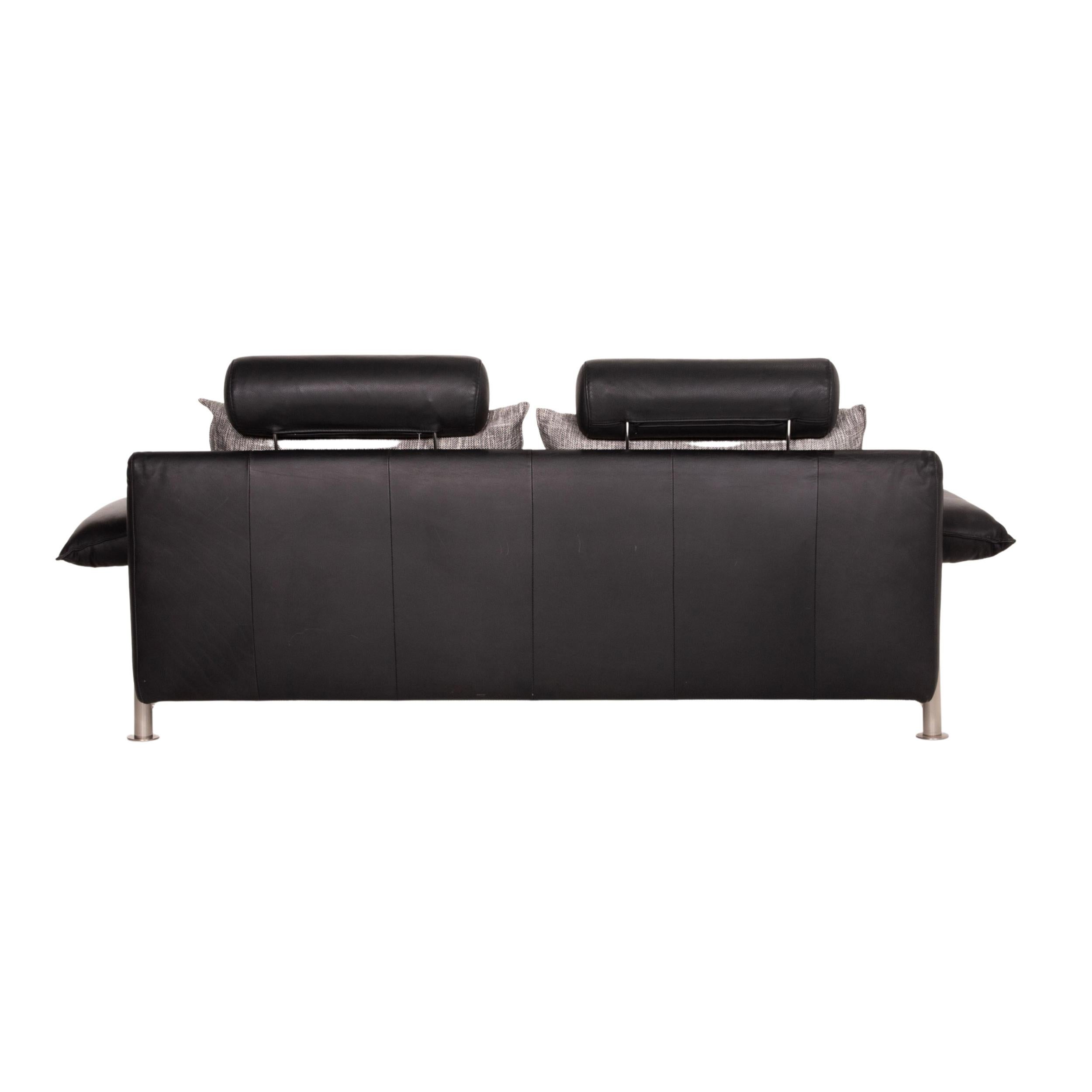Möller Design Tayo Leather Sofa Black Two-Seat Couch 3
