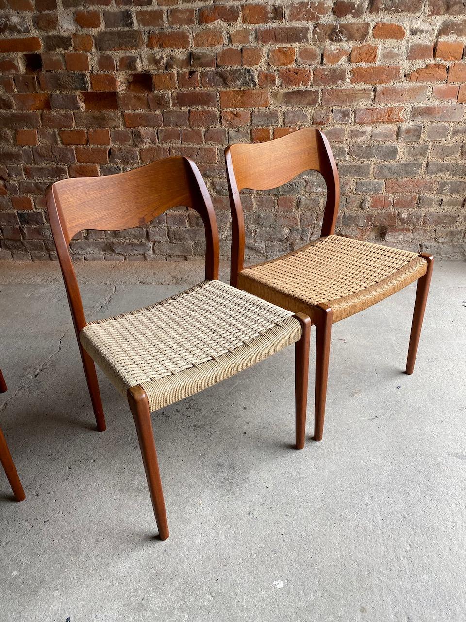 Moller Model 71 Dining Chairs Set of 10 in Teak and Paper Cord 1960s, Set of 3 3