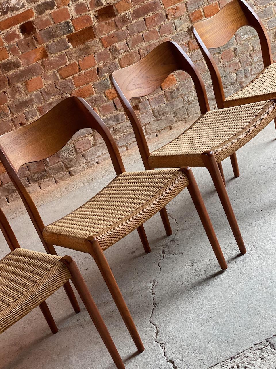Moller Model 71 Dining Chairs Set of 10 in Teak and Paper Cord 1960s, Set of 3 1
