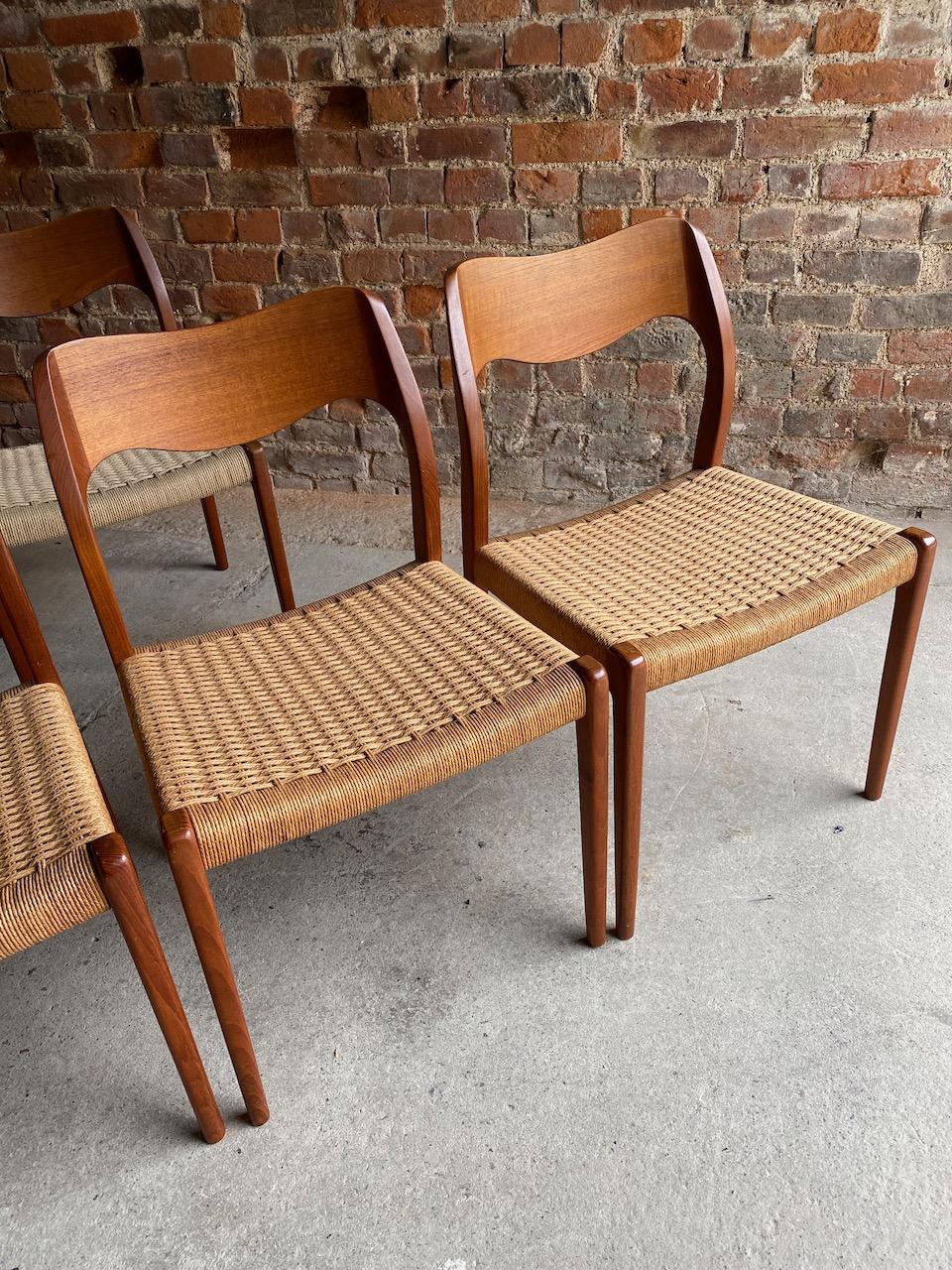 Moller Model 71 Dining Chairs Set of 10 in Teak and Paper Cord 1960s, Set of 3 2