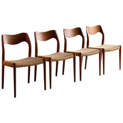 Moller Model 71 Dining Chairs Set of Four in Teak and Paper Cord 1960s, Set of 1