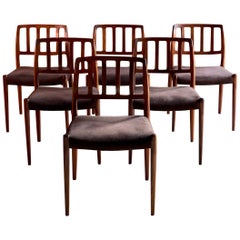 Moller Model 83 Rosewood Dining Chairs Set of Six, Denmark, 1970
