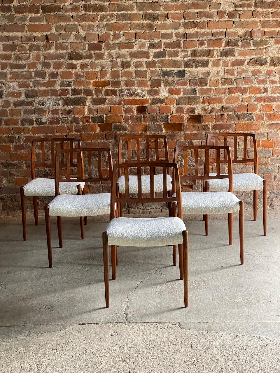 Moller Model 83 Rosewood Dining Chairs Set of Six in Bouclé, Denmark, 1970 8