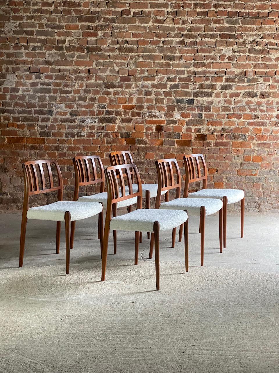 Late 20th Century Moller Model 83 Rosewood Dining Chairs Set of Six in Bouclé, Denmark, 1970