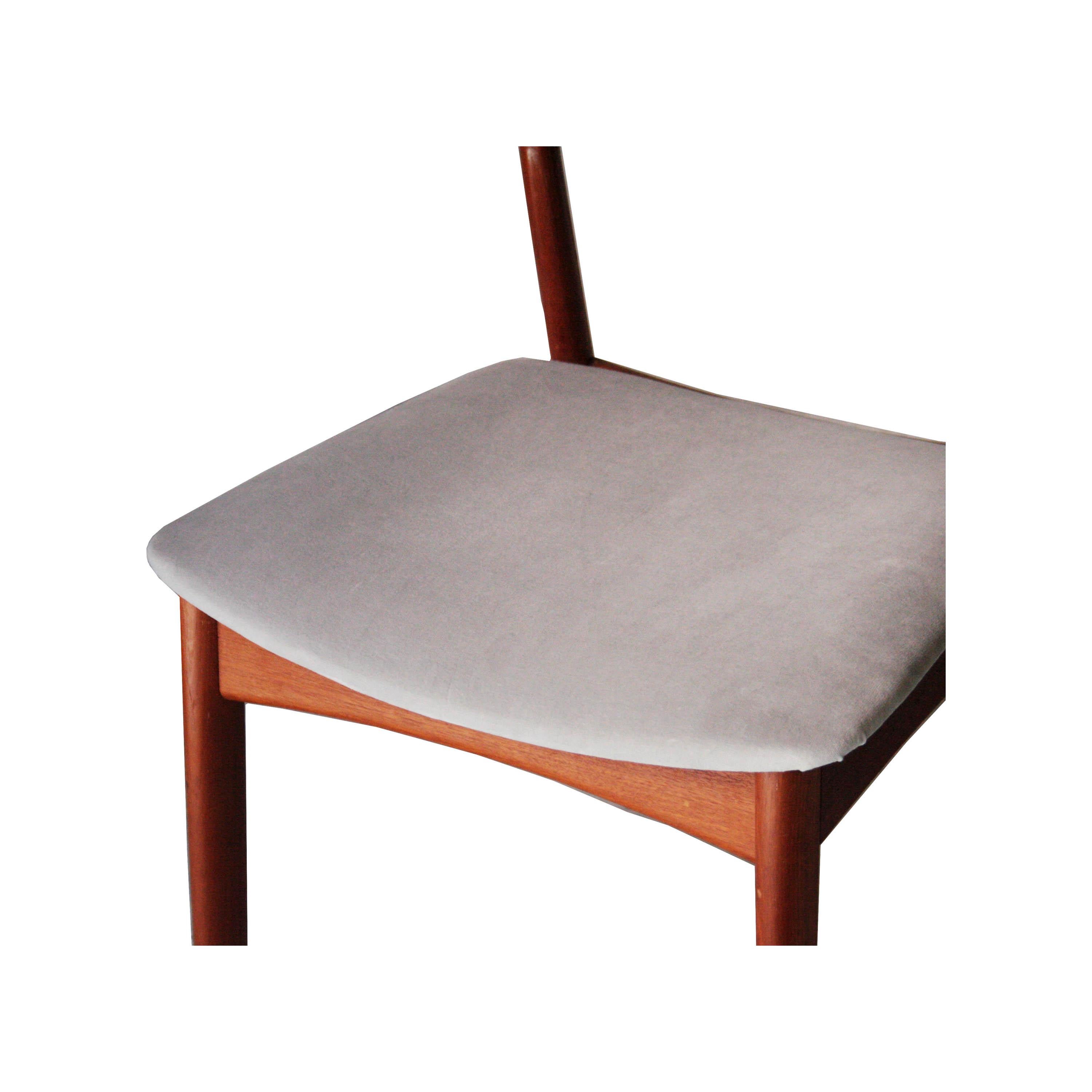 Velvet Moller Styled Midcentury Grey Teak Swedish Set of Six Chairs, Sweden, 1960 For Sale