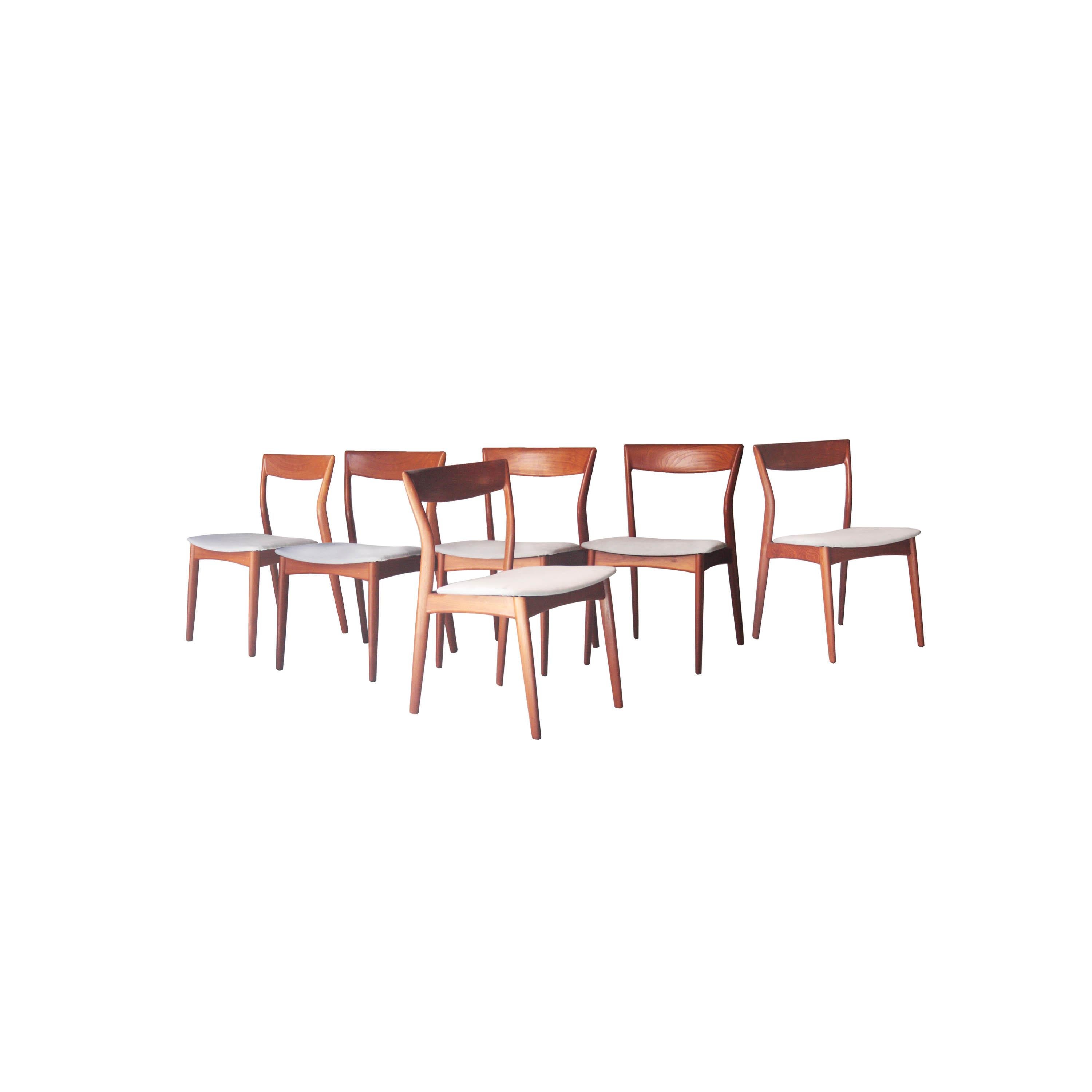 Moller Styled Midcentury Grey Teak Swedish Set of Six Chairs, Sweden, 1960 For Sale 2