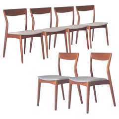 Moller Styled Midcentury Grey Teak Swedish Set of Six Chairs, Sweden, 1960