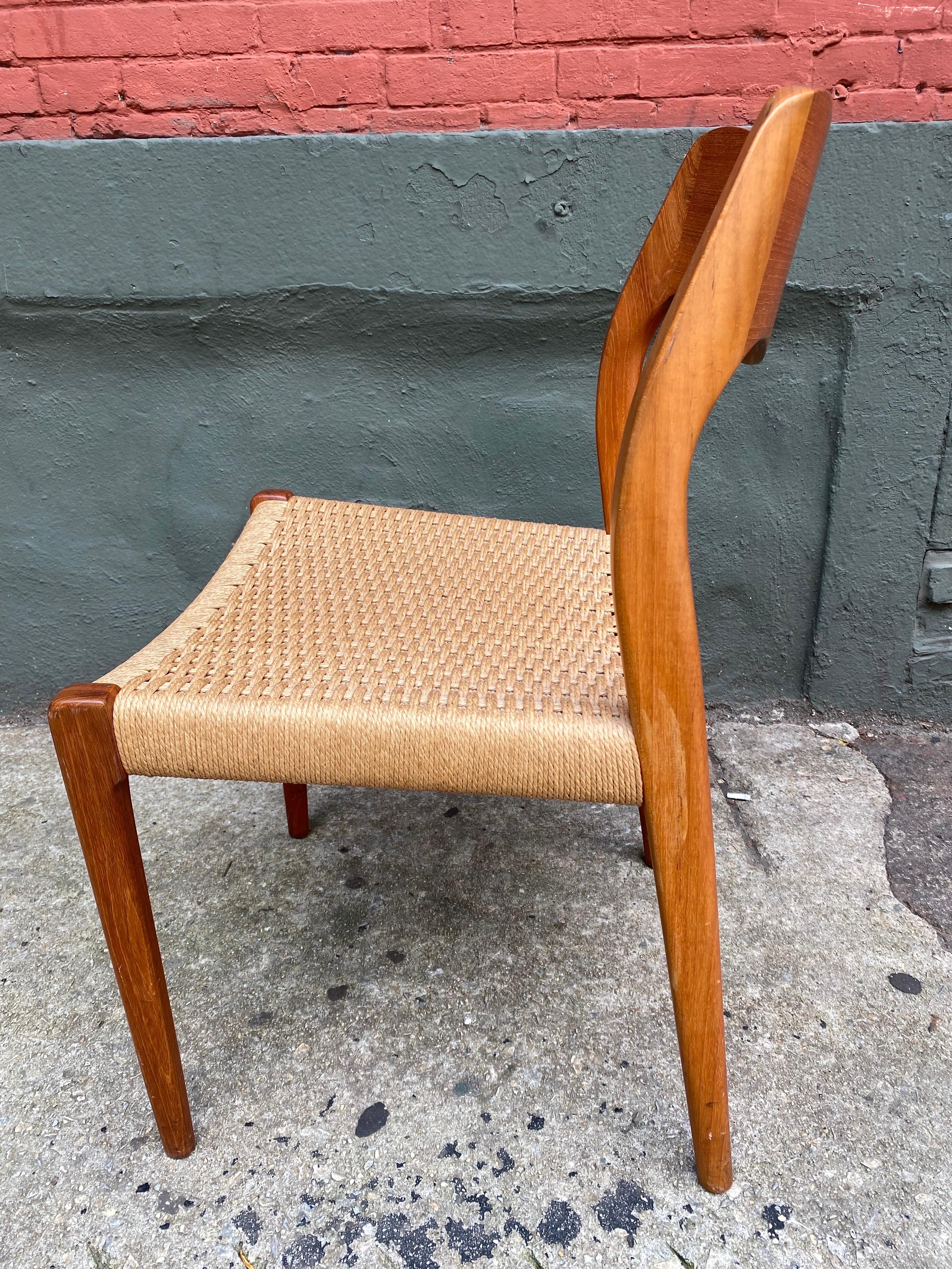 Mid-20th Century Moller Teak Chair with papercord seat Model 71Teak