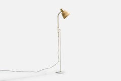 Möllers Armatur Elektriska, Floor Lamp, Brass, Metal, Rattan, Sweden, 1950s