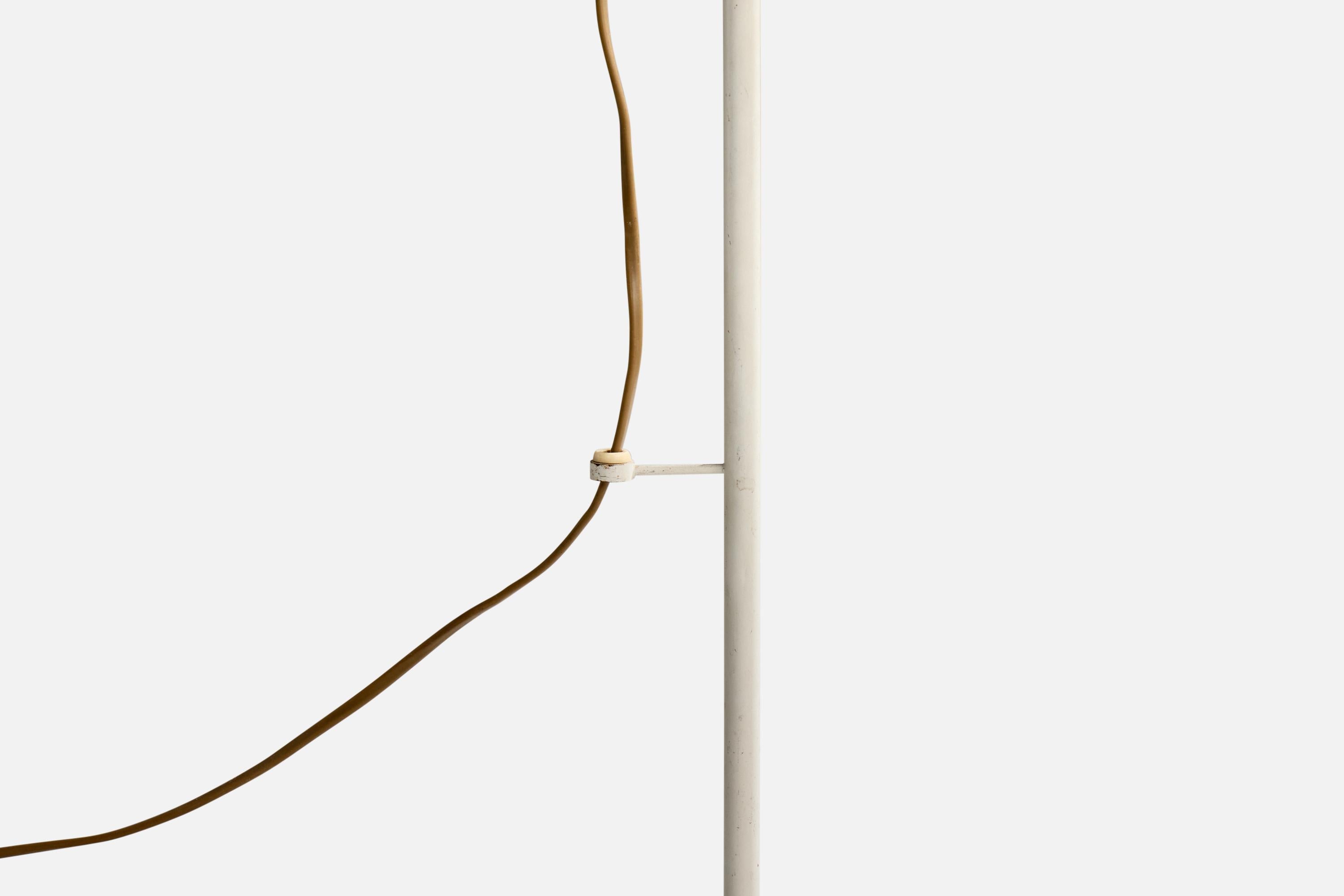 Métal Möllers Armatur Elektriska, lampadaire, laiton, métal, rotin, Suède, années 1950 en vente