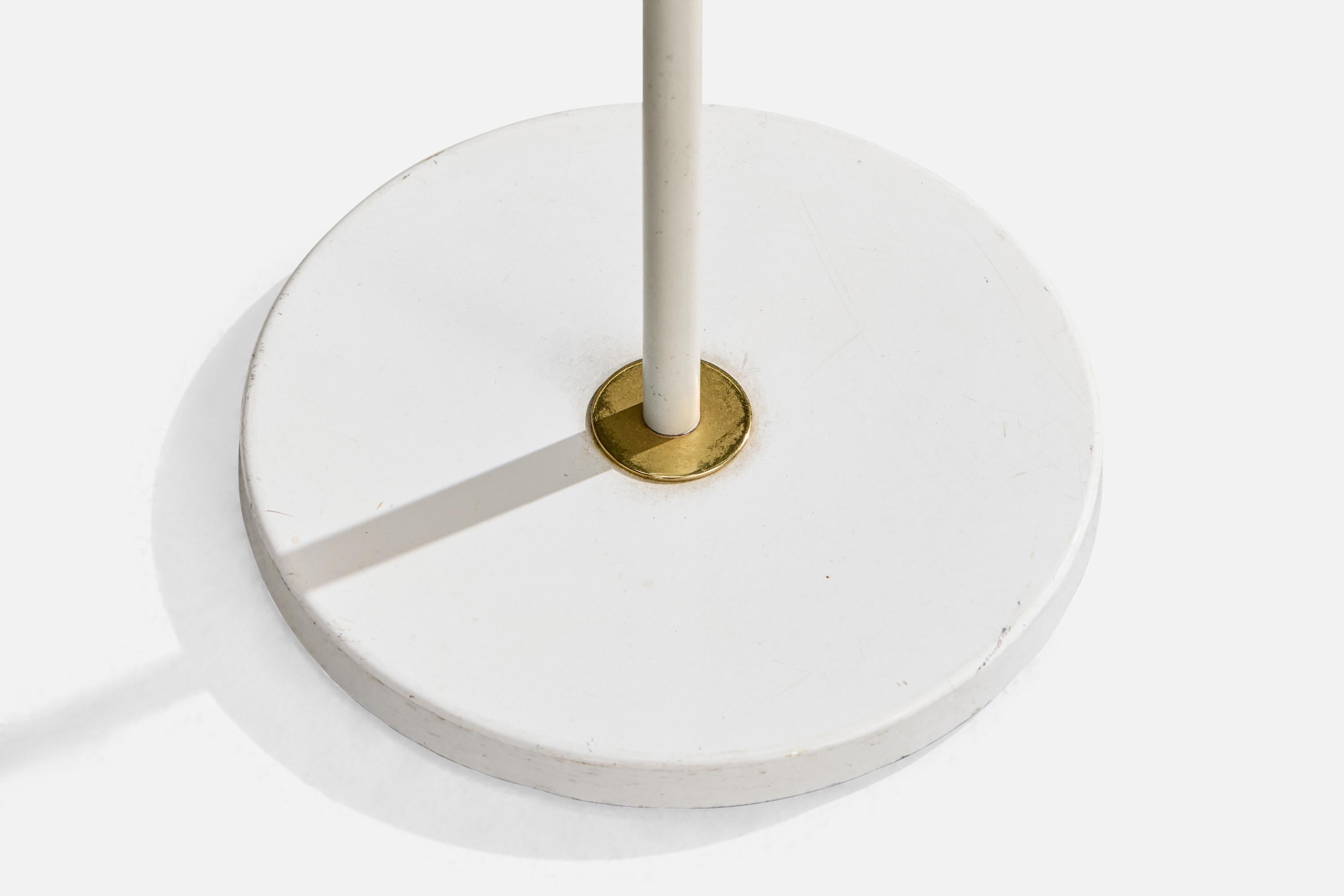 Möllers Armatur Elektriska, lampadaire, laiton, métal, rotin, Suède, années 1950 en vente 1