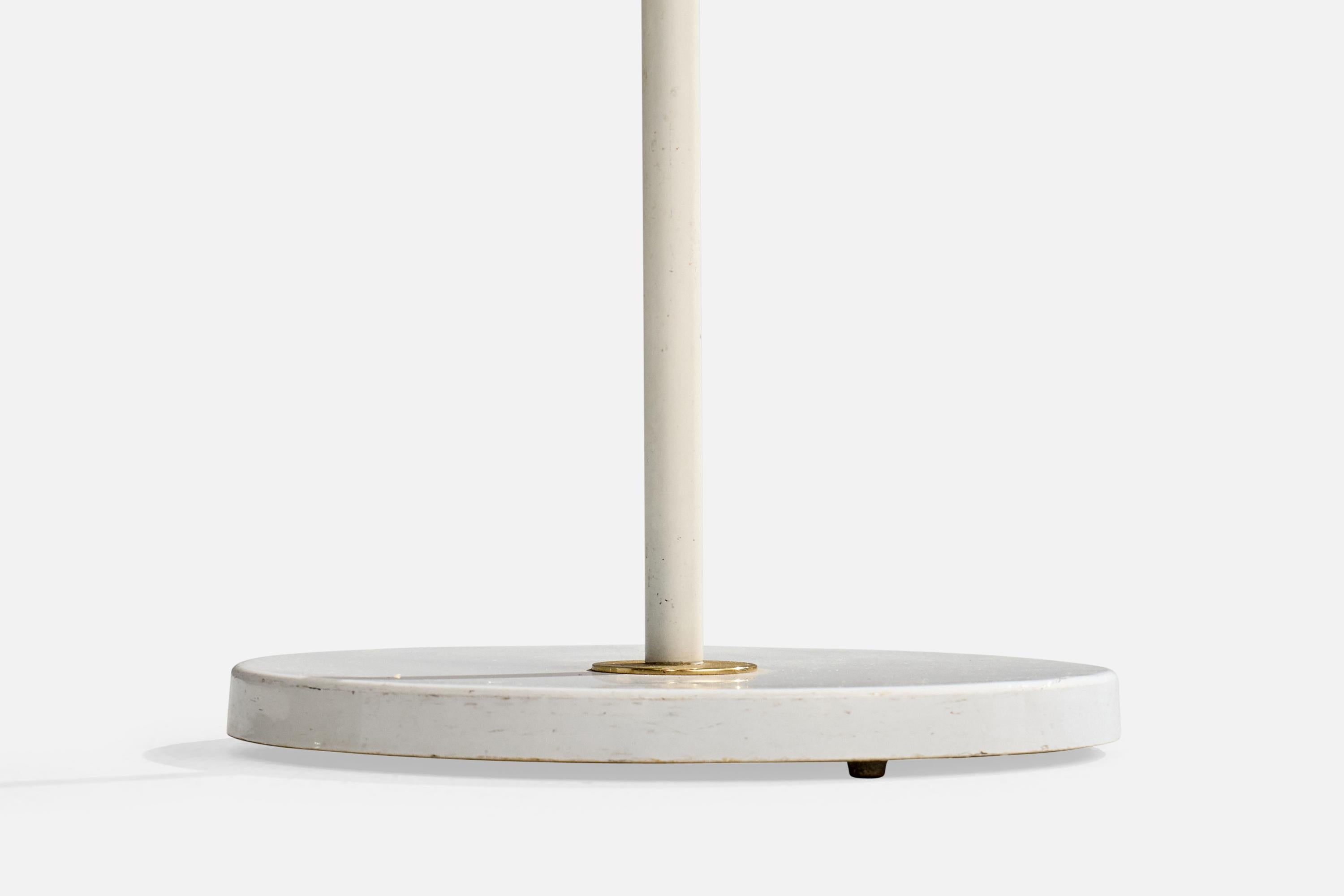 Möllers Armatur Elektriska, lampadaire, laiton, métal, rotin, Suède, années 1950 en vente 2