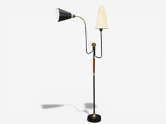 Möllers Armatur Eskilstuna, Floor Lamp, Lacquered Metal, Teak, Sweden, 1950s