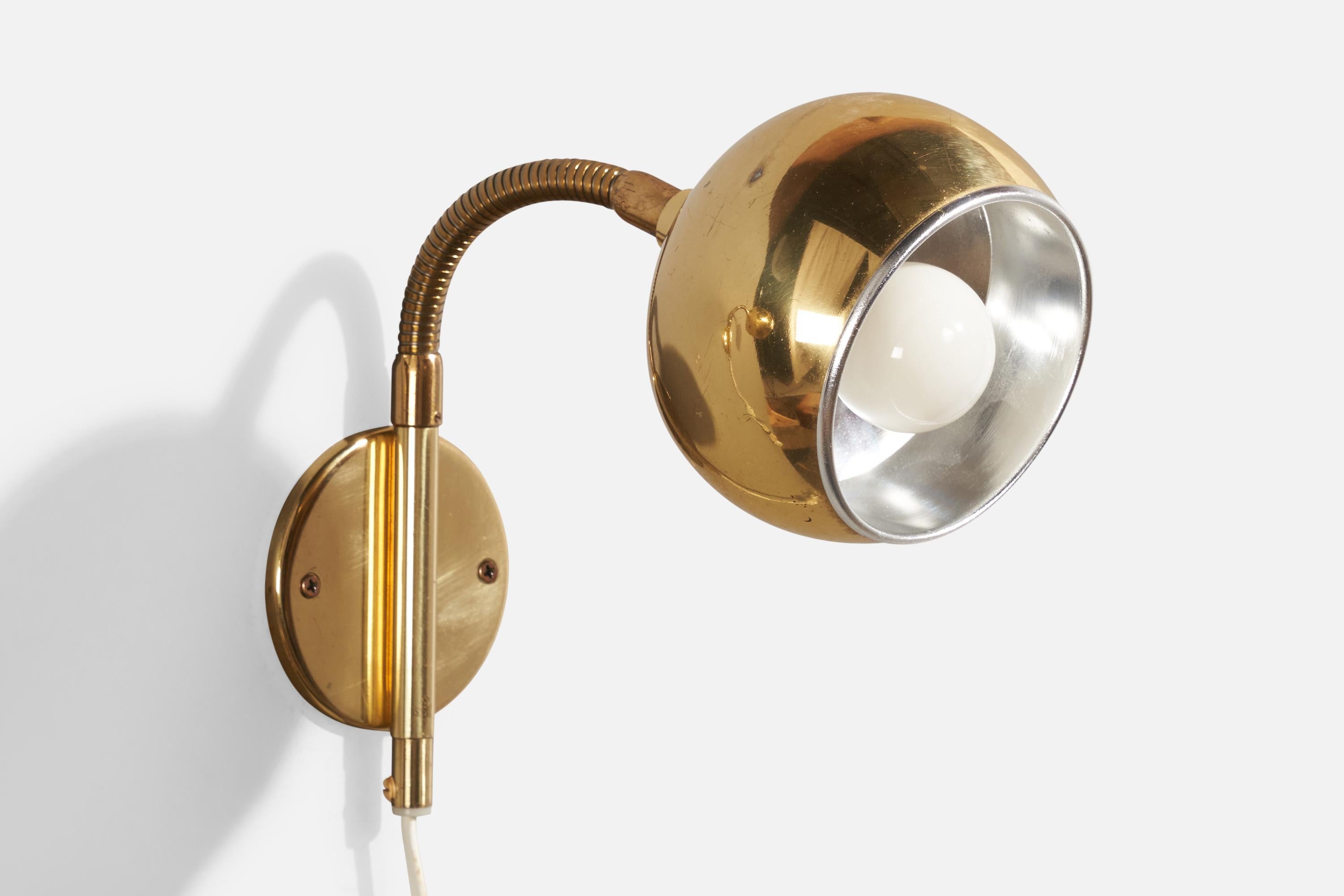 Möllers Elektriska Armatur, Wall Lights, Messing, Schweden, 1970er Jahre (Ende des 20. Jahrhunderts) im Angebot