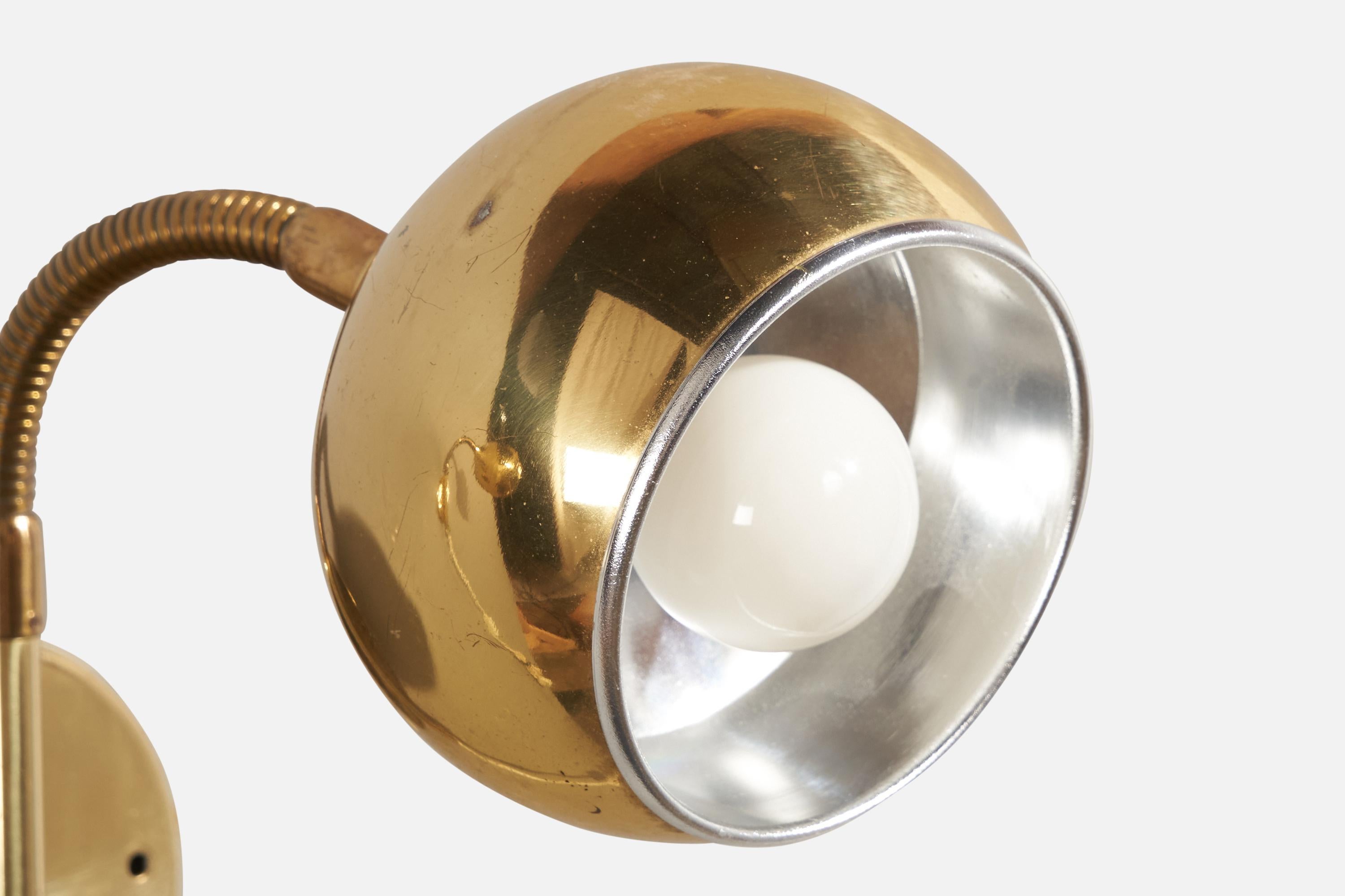 Möllers Elektriska Armatur, Wall Lights, Messing, Schweden, 1970er Jahre im Angebot 4