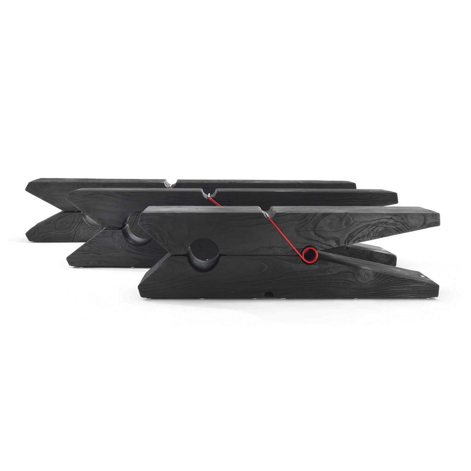 Italian In Stock in Los Angeles, Black Clothespin 75 Inches Vulcano Bench, Made in Italy