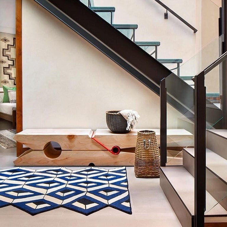 Clothespin 94 Inches Cedar Bench with Red Iron spring, Made in Italy