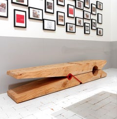 Clothespin 55 Inches Banc en cèdre avec ressort en fer rouge:: Made in Italy