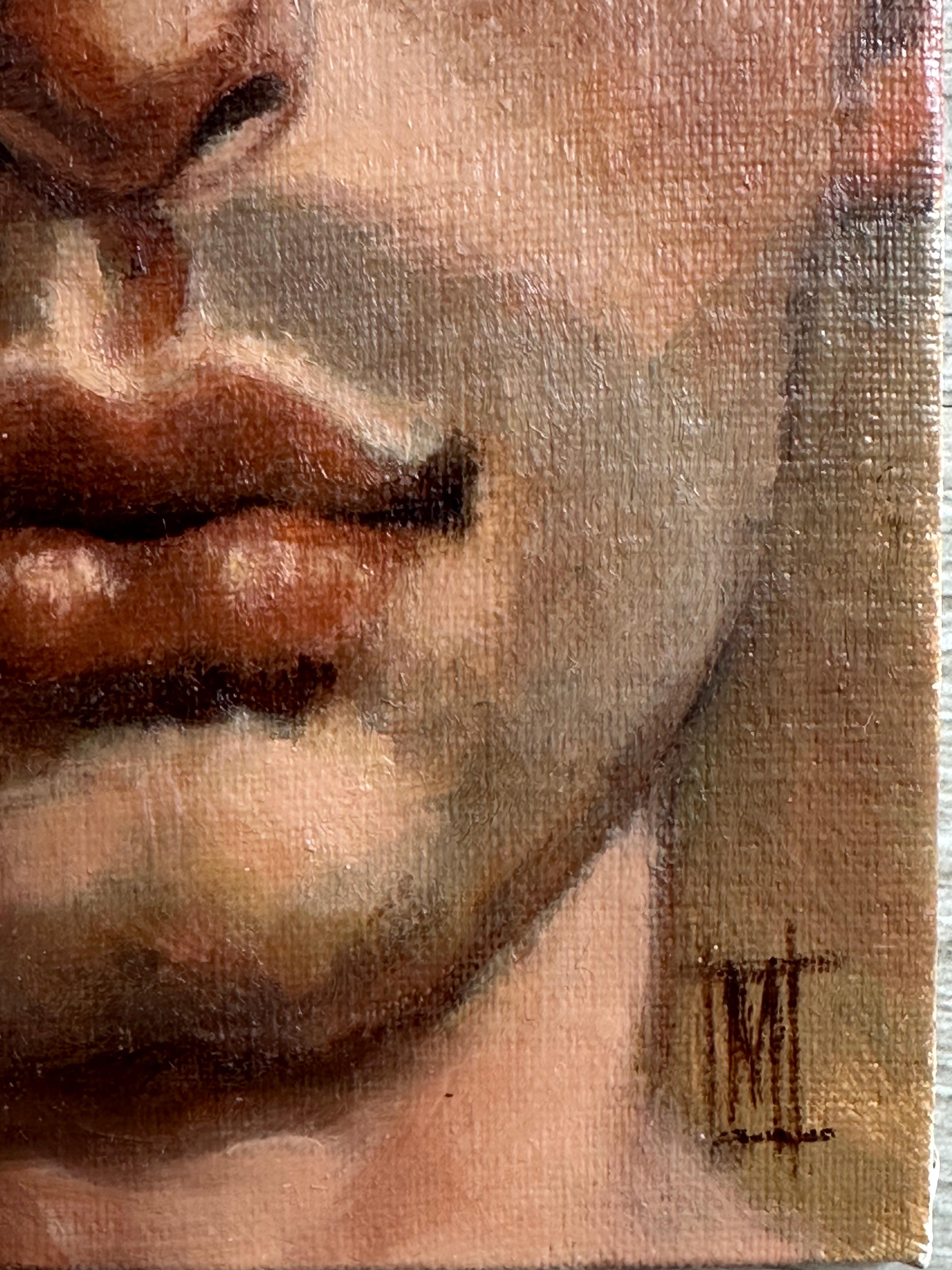 New Men XXXXIX (ritratto maschile) - Portrait Painting Marrone di Mollie Erkenbrack