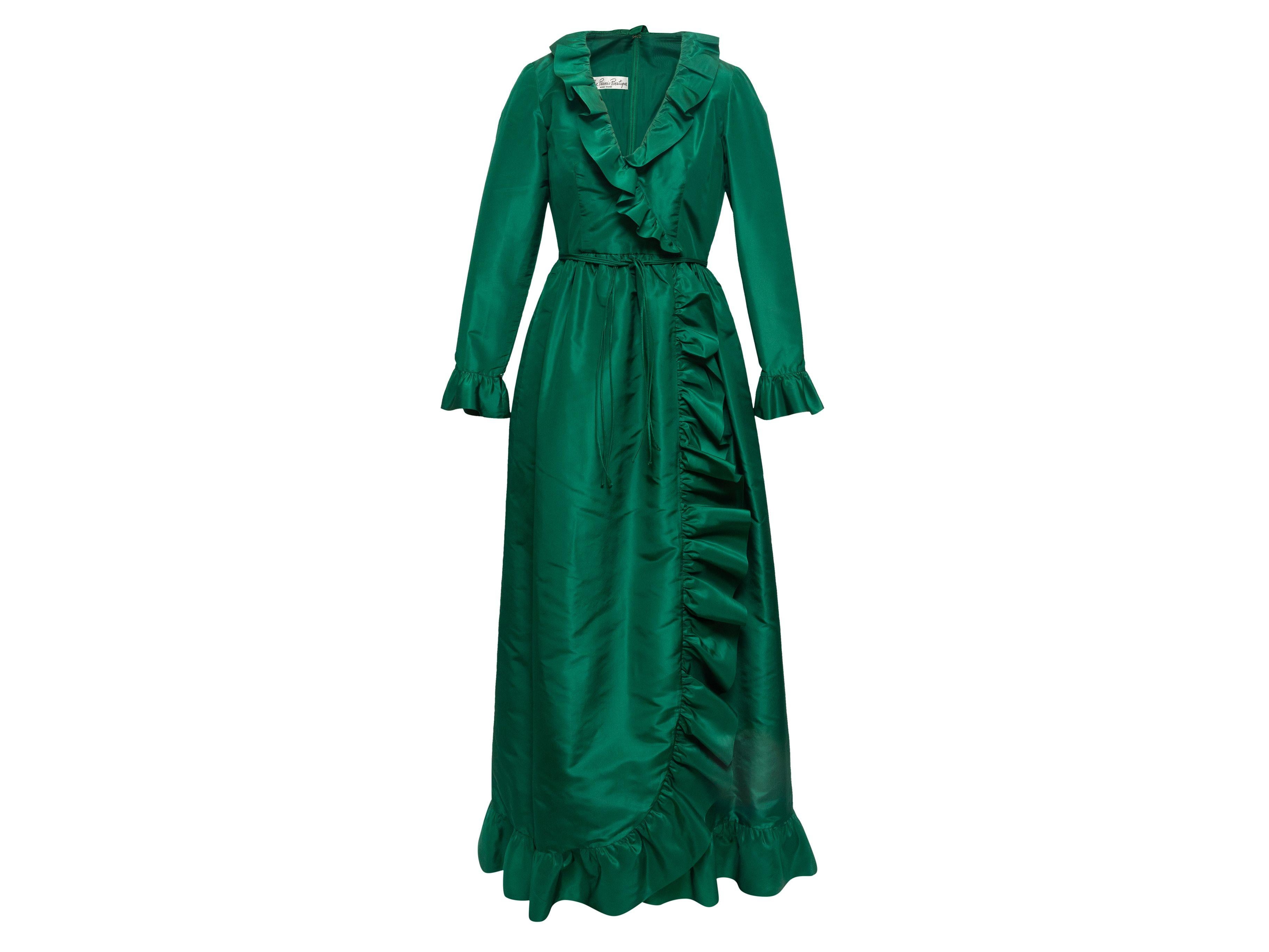 Mollie Parnis Emerald 1970s Silk Taffeta Maxi Dress In Good Condition In New York, NY