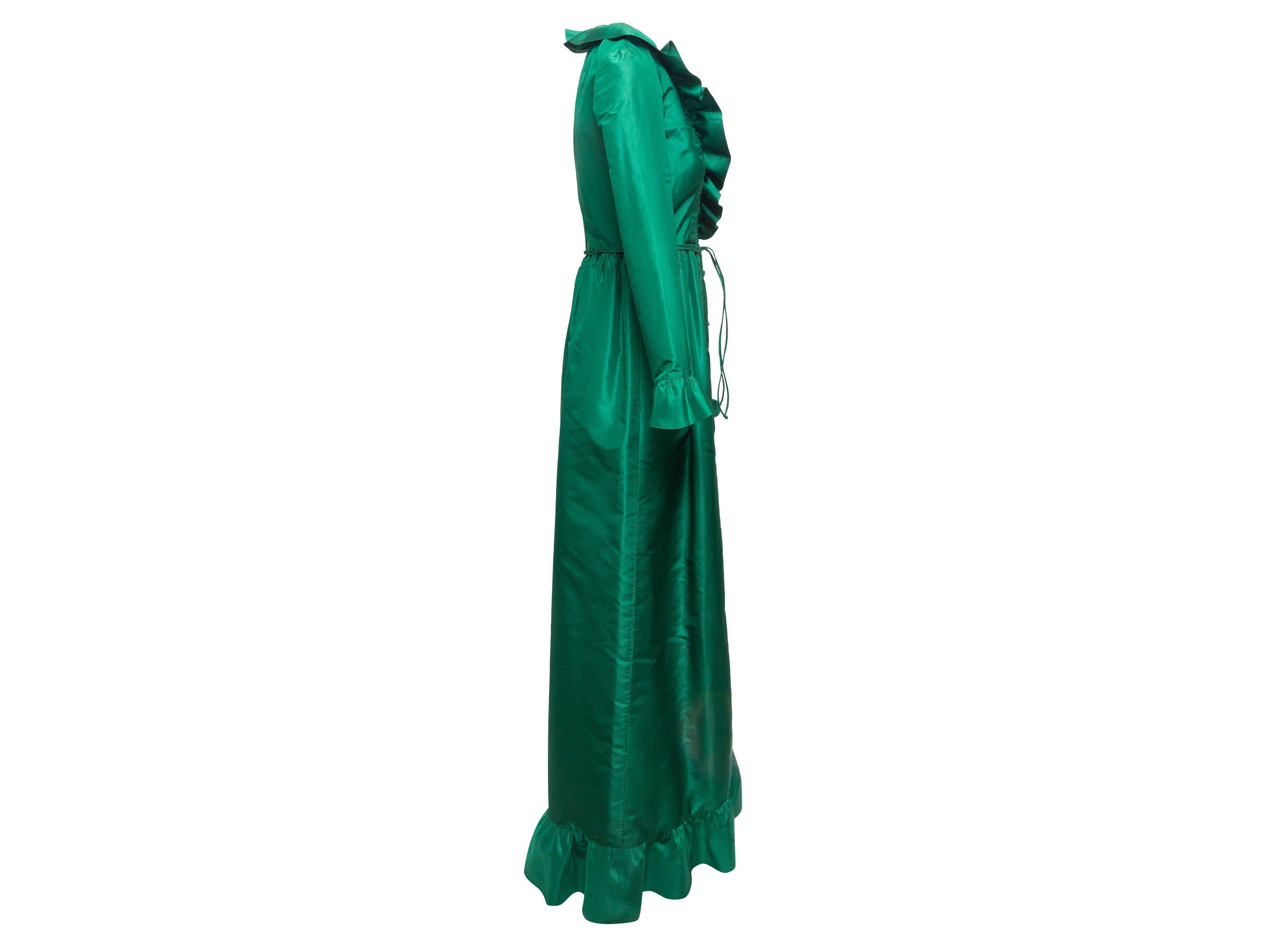 Women's Mollie Parnis Emerald 1970s Silk Taffeta Maxi Dress