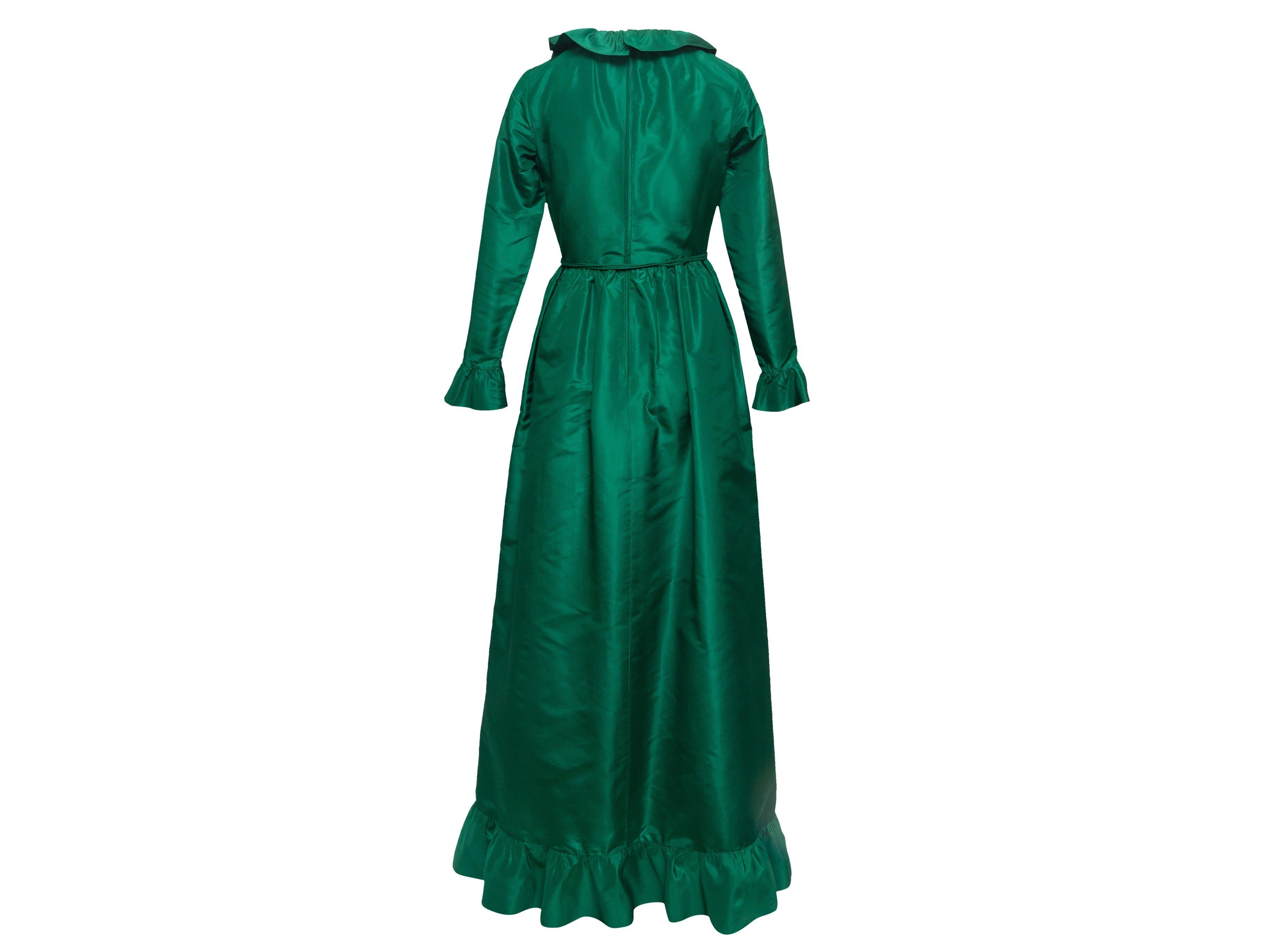 Mollie Parnis Emerald 1970s Silk Taffeta Maxi Dress 1