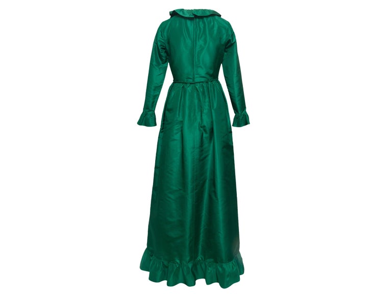 Mollie Parnis Emerald 1970s Silk Taffeta Maxi Dress For Sale 1