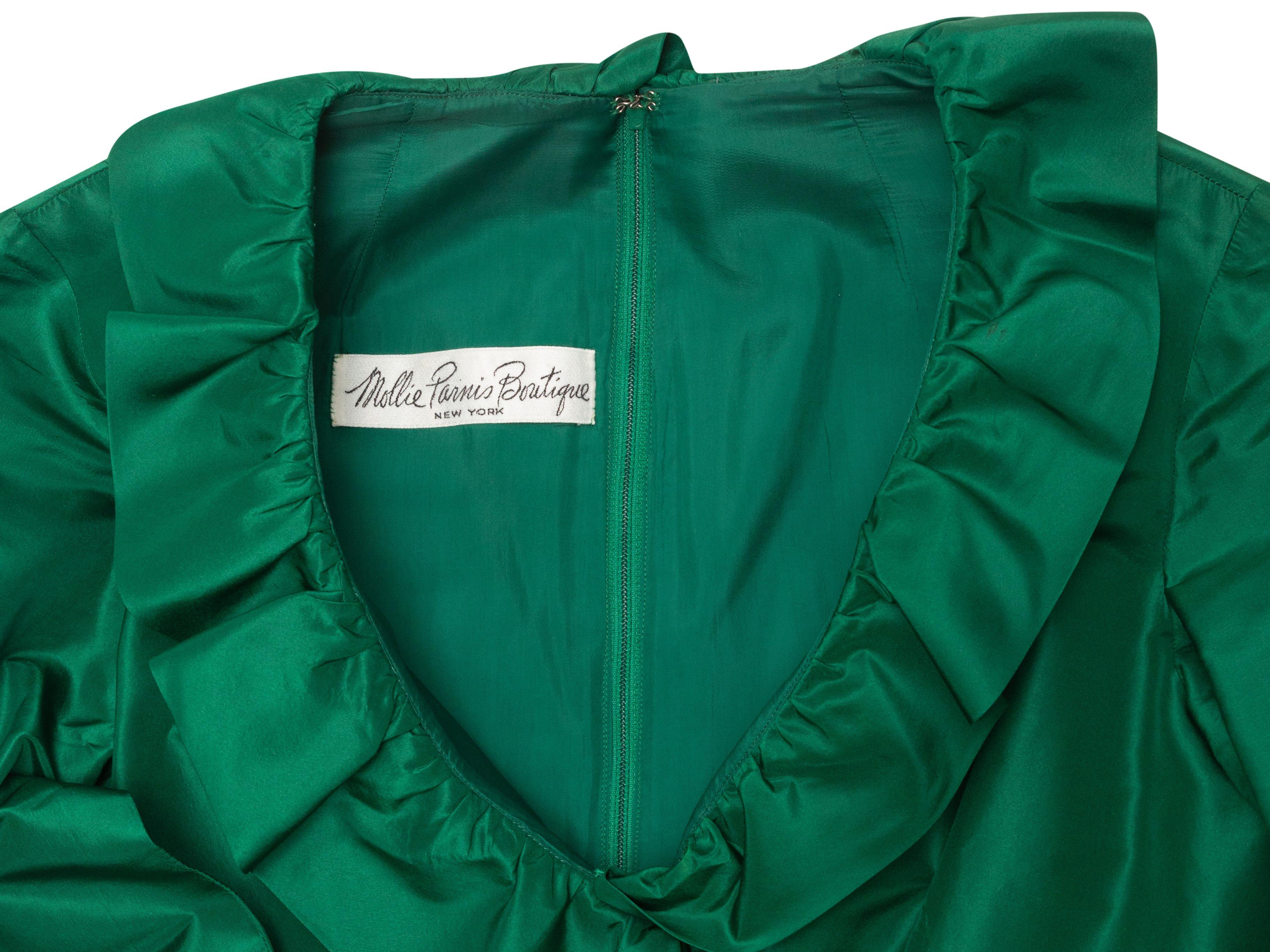 Mollie Parnis Emerald 1970s Silk Taffeta Maxi Dress 2
