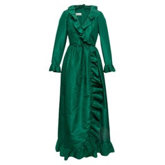 Mollie Parnis Emerald 1970s Silk Taffeta Maxi Dress